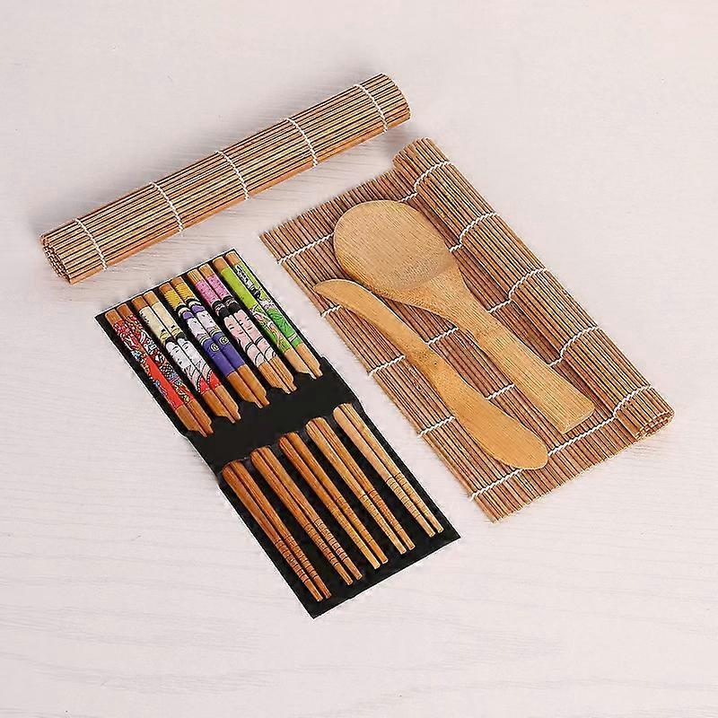 9PCS/set Sushi Making Kit Bamboo Sushi Mat DIY Bamboo Sushi Maker Set Sushi Curtain Rice Sushi Making Kits Roll Cooking Tool