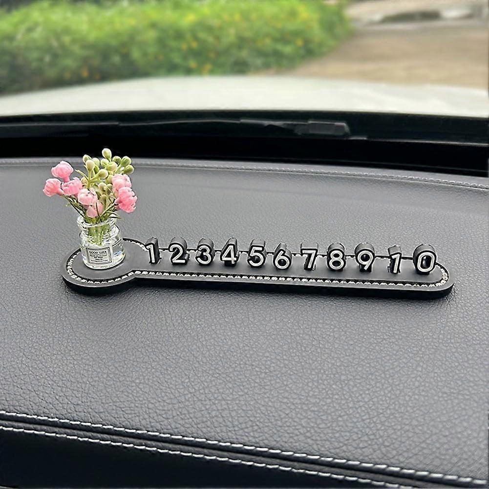 Temporary Car Stop Sign With Silicone Construction Phone Number Display For Safe Parking On Car Dashboard Pink Jasmine