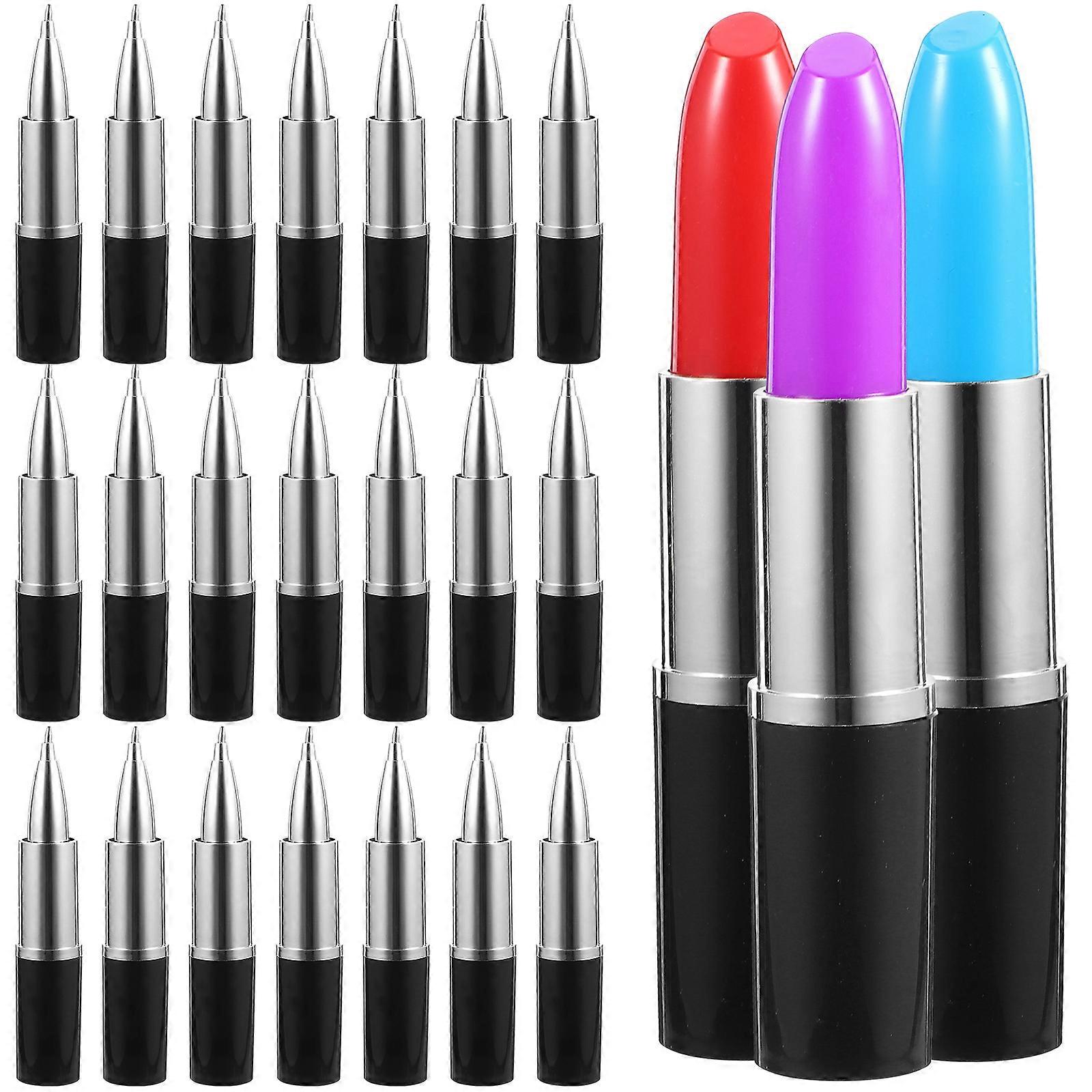 Ball-Point Pen Lipstick for Writing 24Pcs Random Color Plastic Material