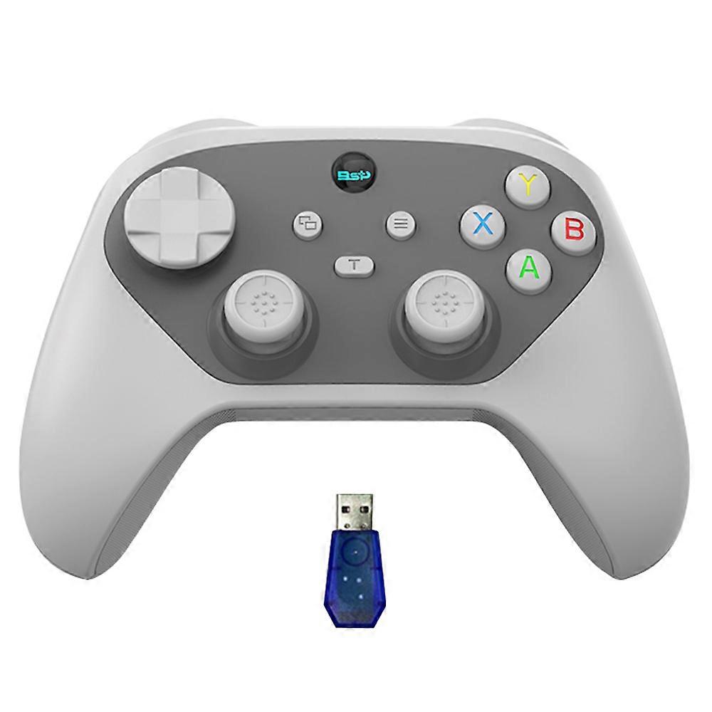 TKdaddy G6S Hallov joystick spúšť šesťosový pocit tela Bezdrôtový gamepad kompatibilný s Bluetooth pre prepínač / iOS / Android / PC, s prijímačom sivý