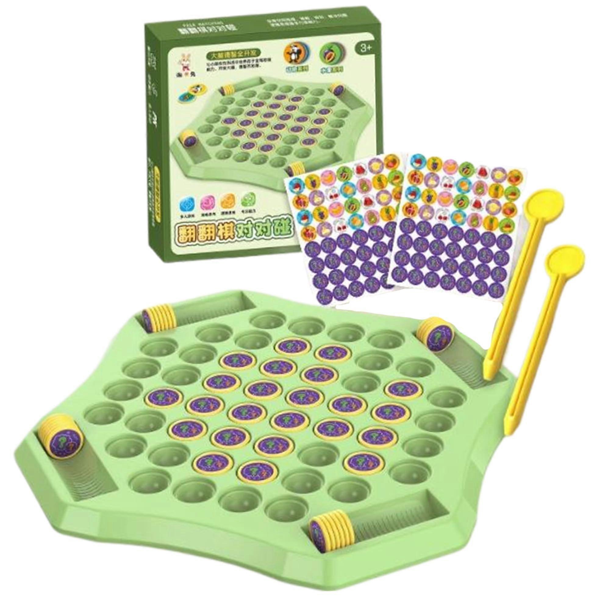 Chess Games, Cartoon Animal Flip Memory Game with 52 Holes, Plastic Chessboard Game with 58 Rounds and 2 Twist Pins, Educa