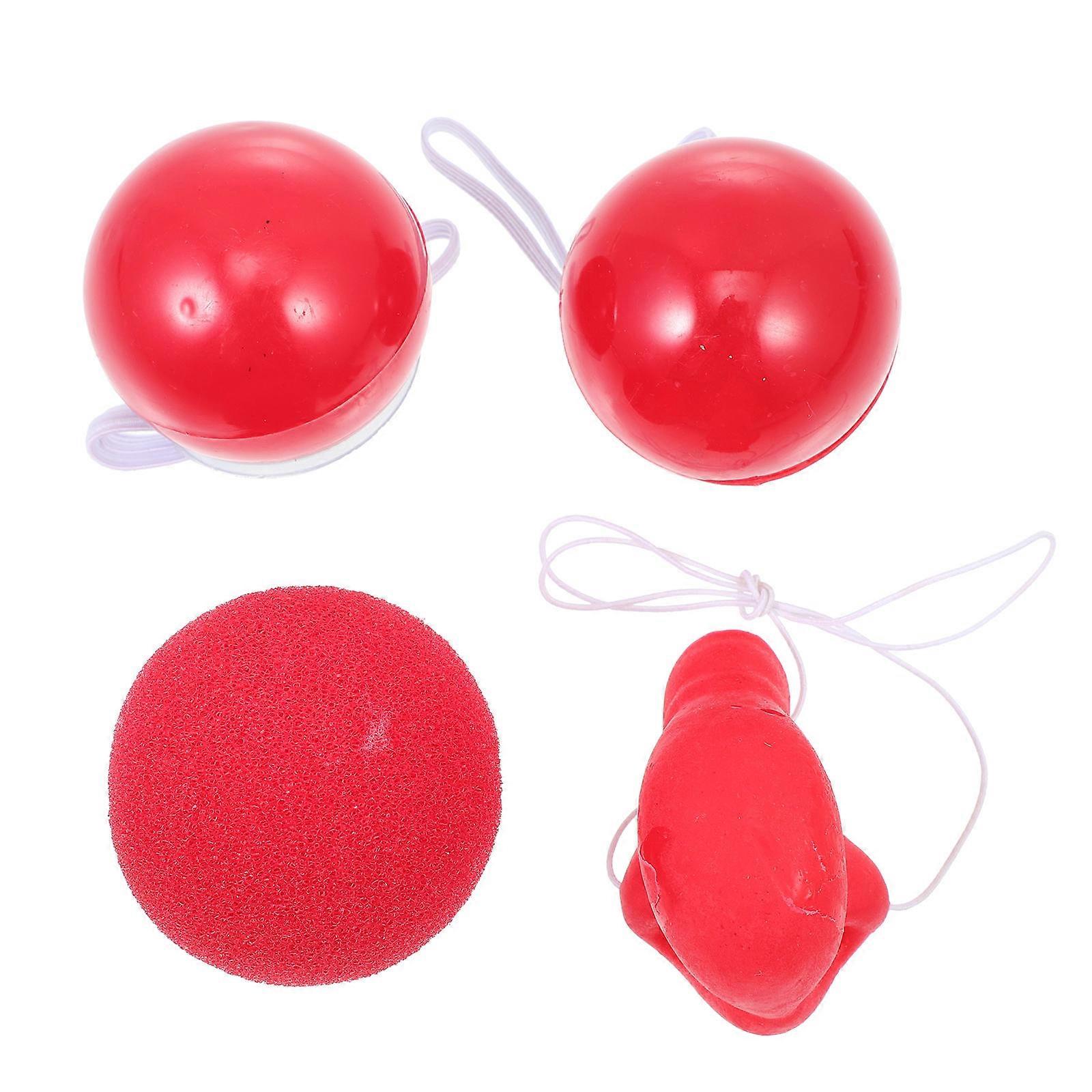 Clown Costume Accessory 4Set Red Round Nose For Adults Perfect For Theme Parks Parties