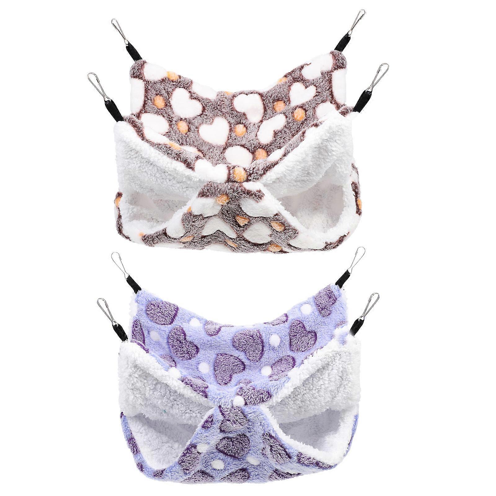 Small Pet Hammock 2Pcs Durable Pet Hanging Beds Great For Home Use And Pet Shops Purple Heart-shaped Sleeping Area
