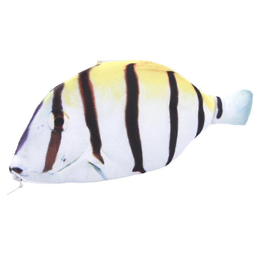 Novelty Fish Shaped Makeup Case For Students Striped Pattern Waterproof Storage 1Pcs
