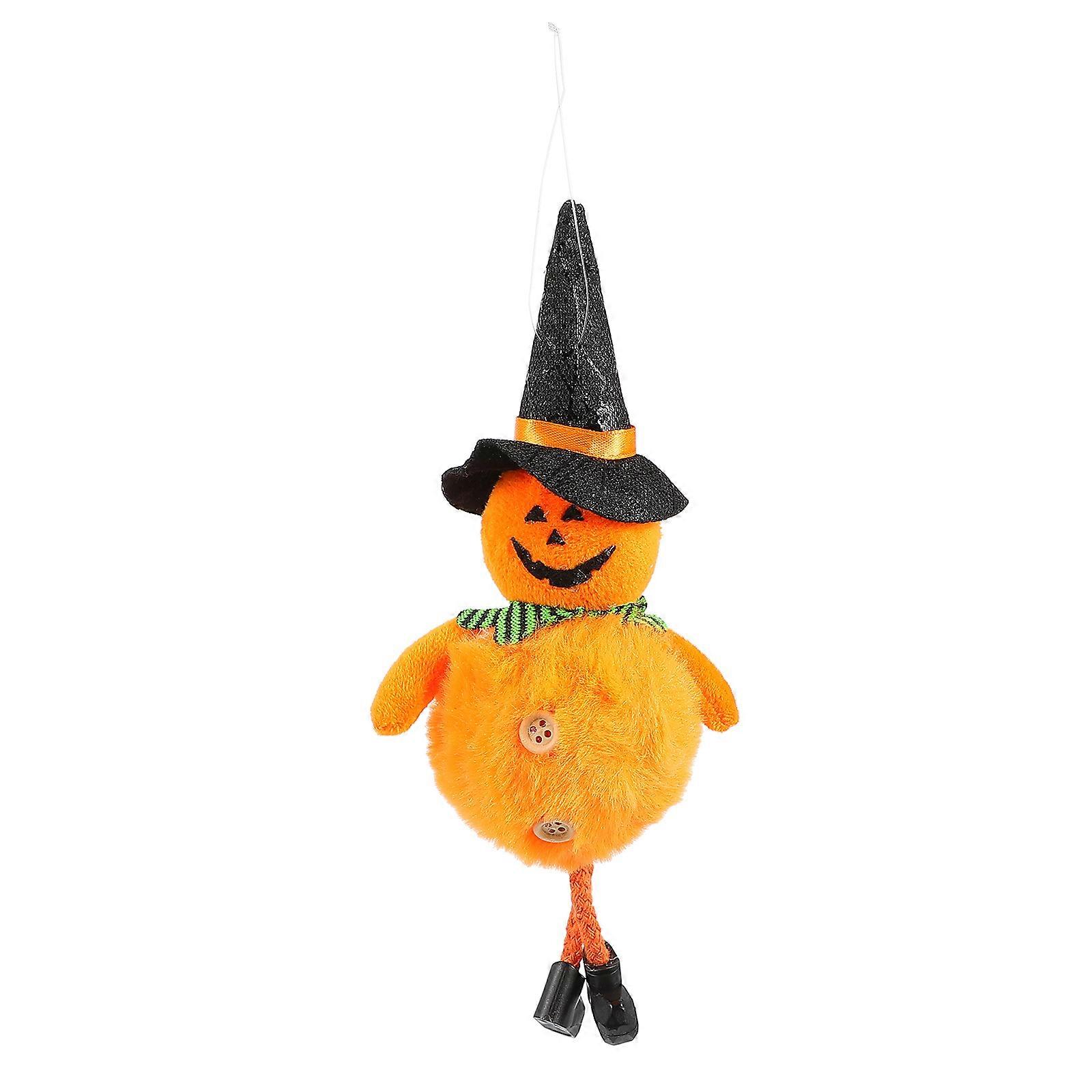 Cute Halloween Pumpkin Doll Hanging Ornament with Ghost, Handmade Fabric Decor for Party & Home Decoration