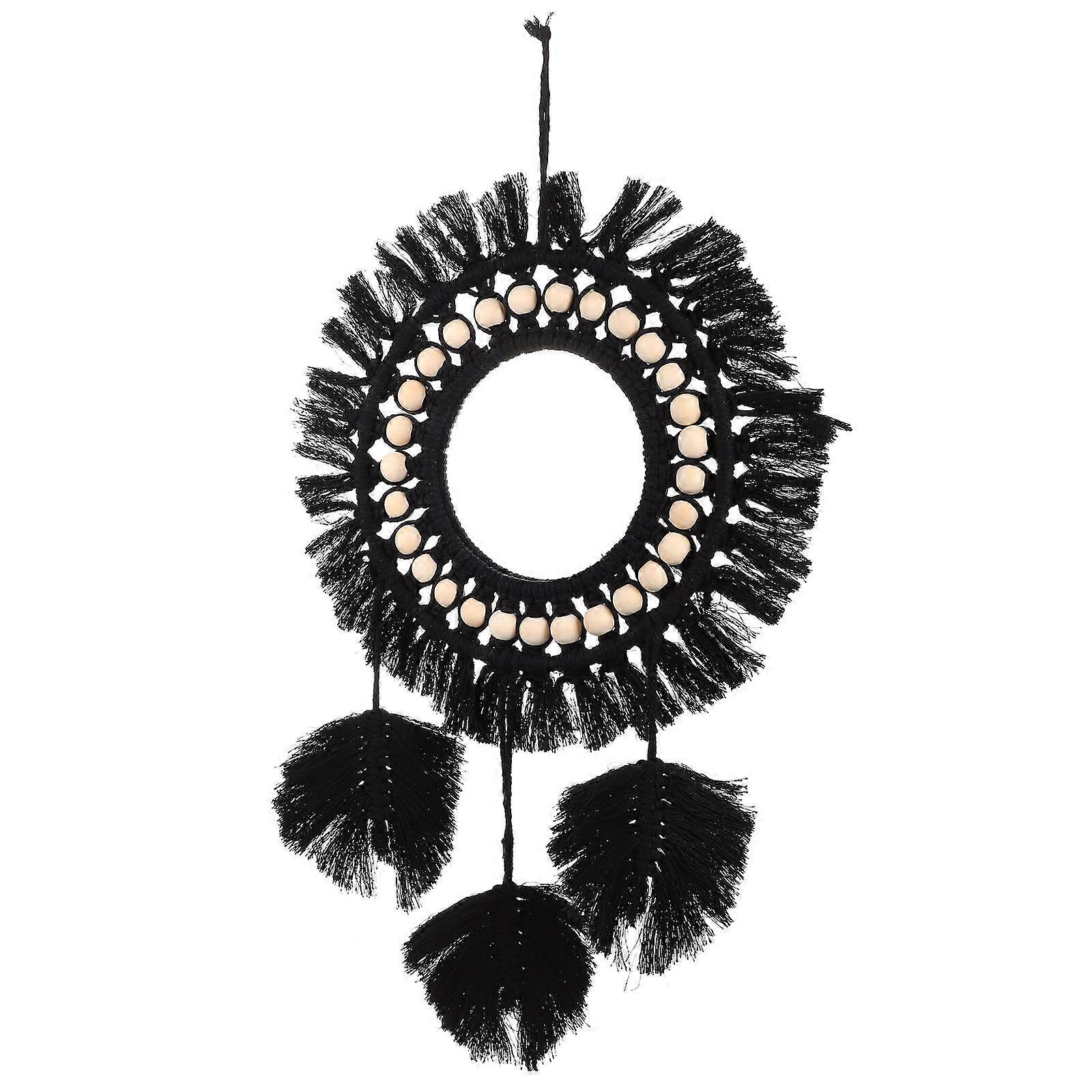 Bohemian Style Hanging Mirror Decor – Elegant Woven Wall Adornment for Bedroom or Porch, Multi Functional Design with Reflective Surface and Visual