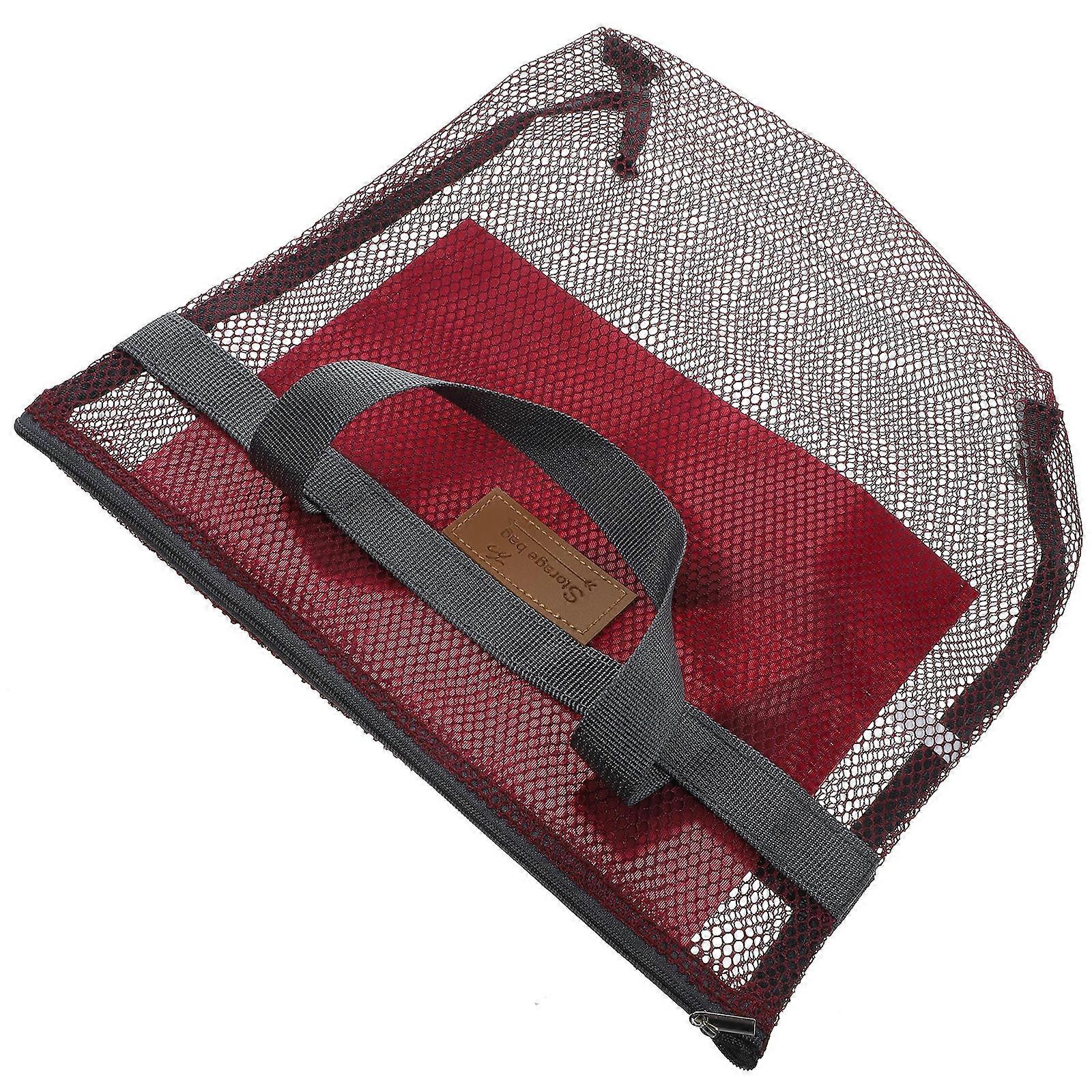 Large Beach Bag For Swimming And Outdoor Use Crafted With Durable Mesh Material In Dark Red - 2Pcs