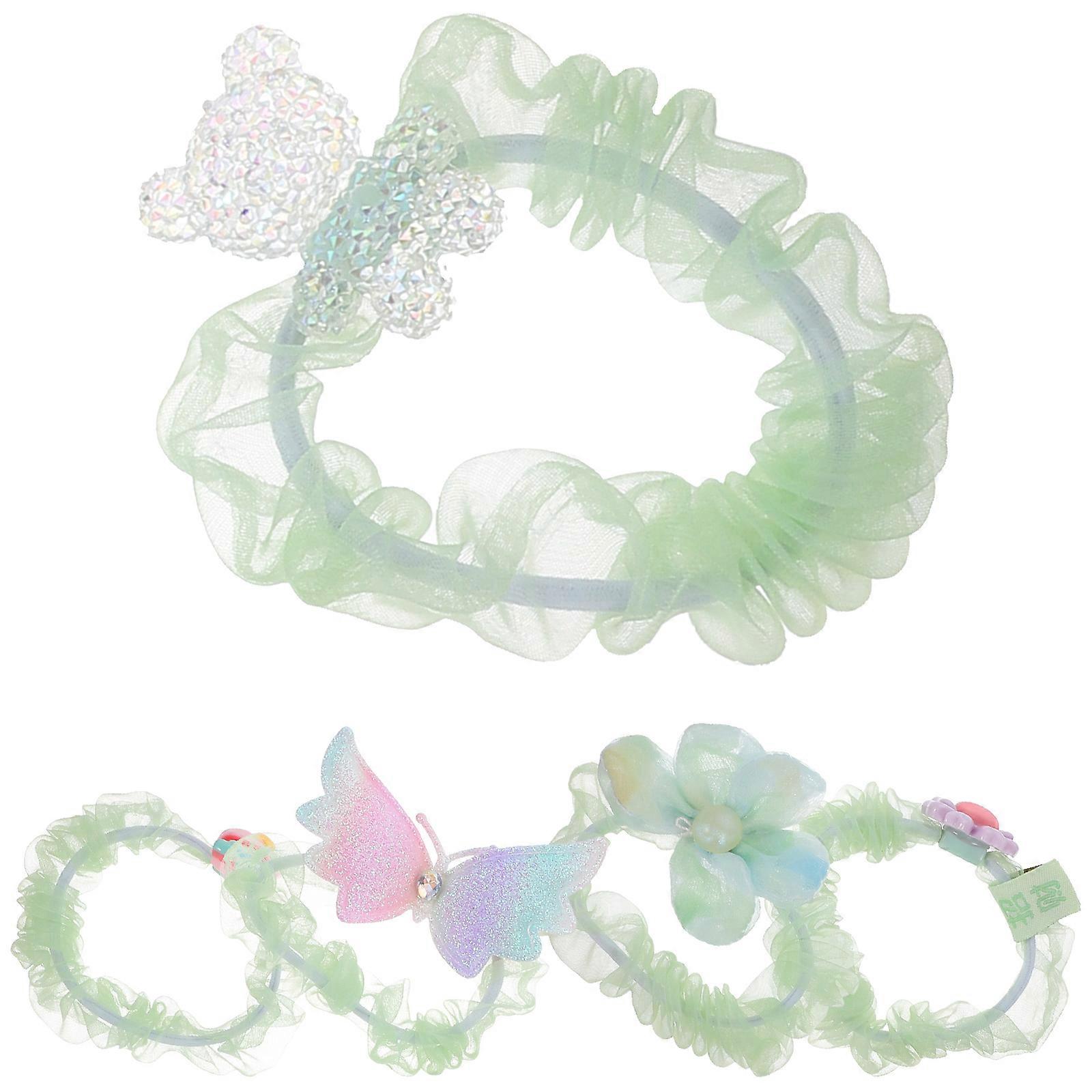 Cute Hair Scrunchies for Color Elastic Fabric and Resin Hair Accessories 5 Pieces