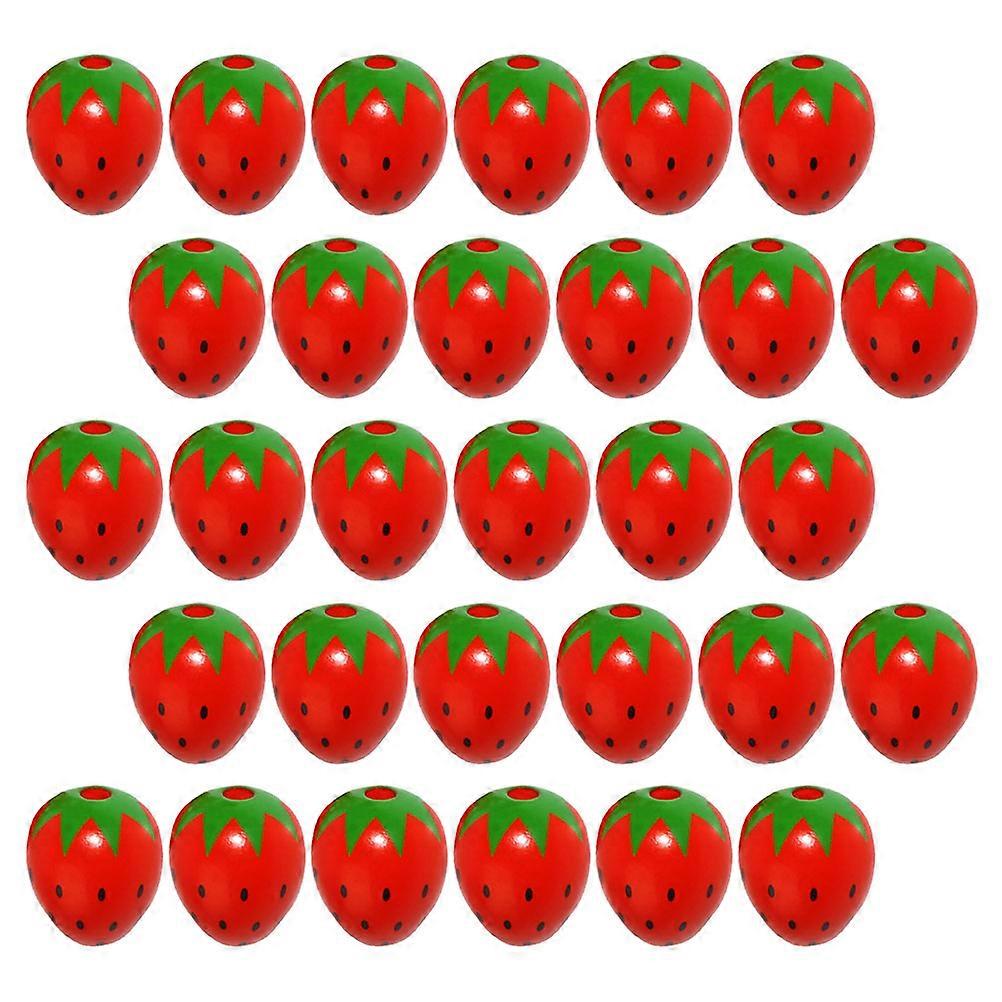 Strawberry Beads For Bracelets Diy Crafting Jewelry Making Decorative Beads Bulk 30Pcs Red Wooden Beads Round Nature-Inspired