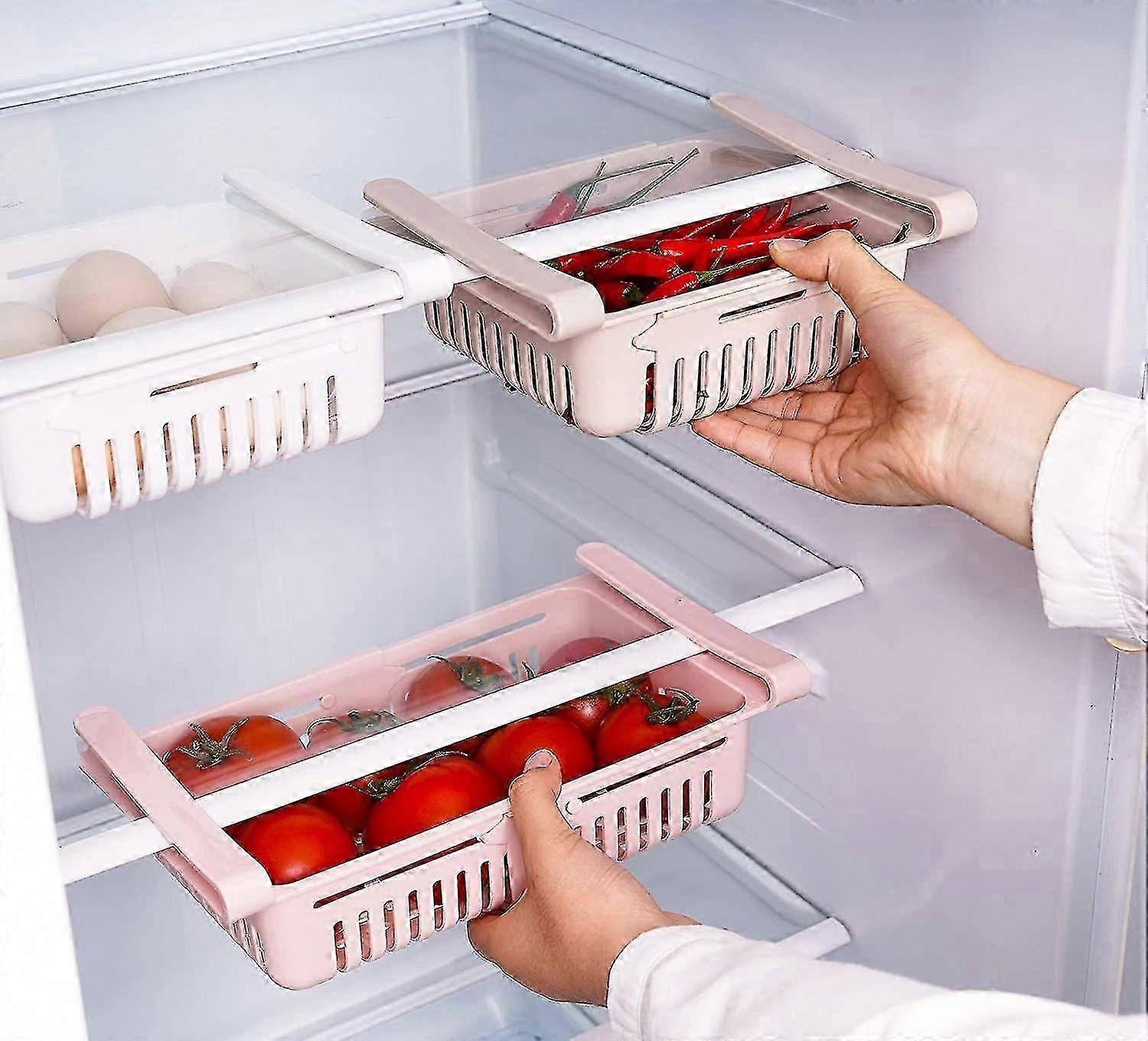 Pop-up Fridge Storage Box with Organizer Drawer - Keep Fridge Neat (3 Pack)