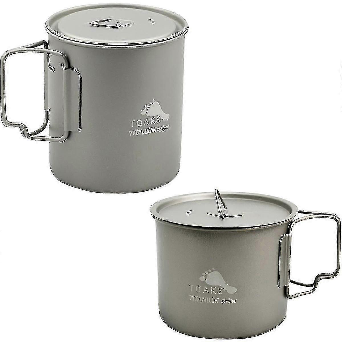 Titanium Cook Pot With Foldable Handles And Lid - Outdoor Camping