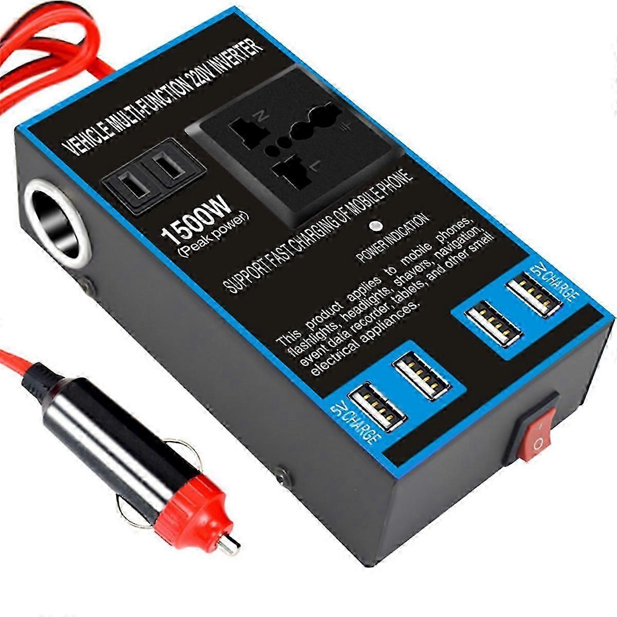 DC 12V/24V to AC 110V/220V Quick Charging Car Inverter Cigar Lighter Socket USB Chargers AC Sockets
