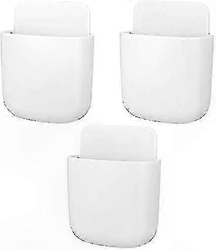 3-Pack Wall Mount Storage Boxes for Remote Controls, White Office Organizers