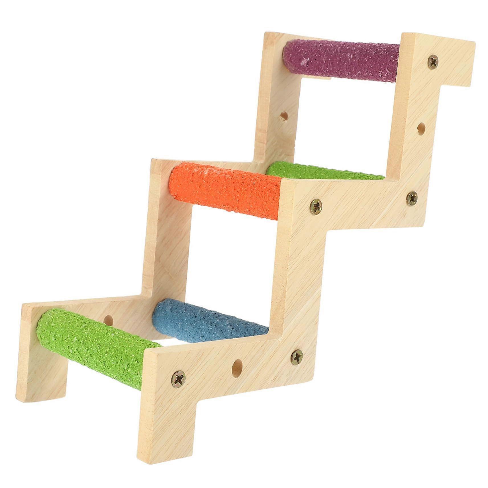 Sturdy Wooden Bird Ladder for Cockatiels Parakeet Ladder Toy Zshaped Design for Bird Cages