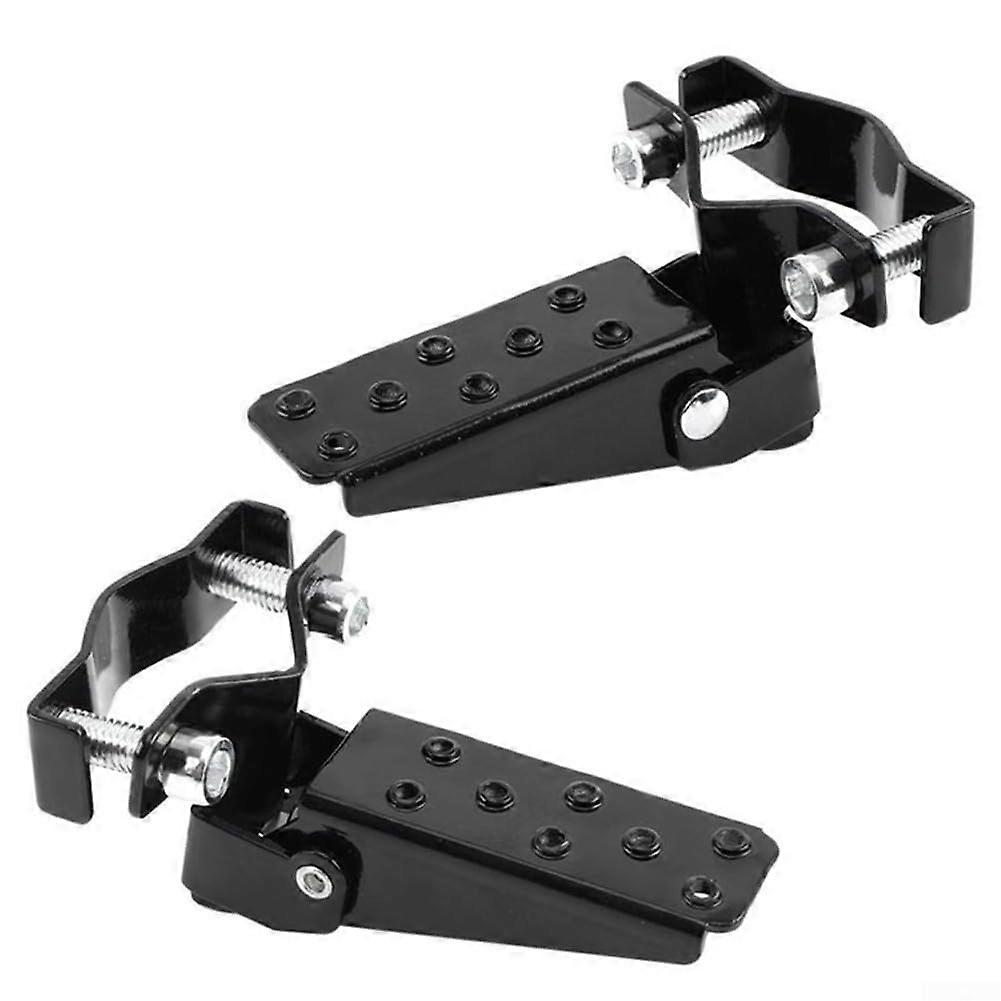 Fork Foot Step Peg - Steel Foldable Design, Chrome Finish, 24mm & 38mm Diameter, Black Color, Universal Compatibility
