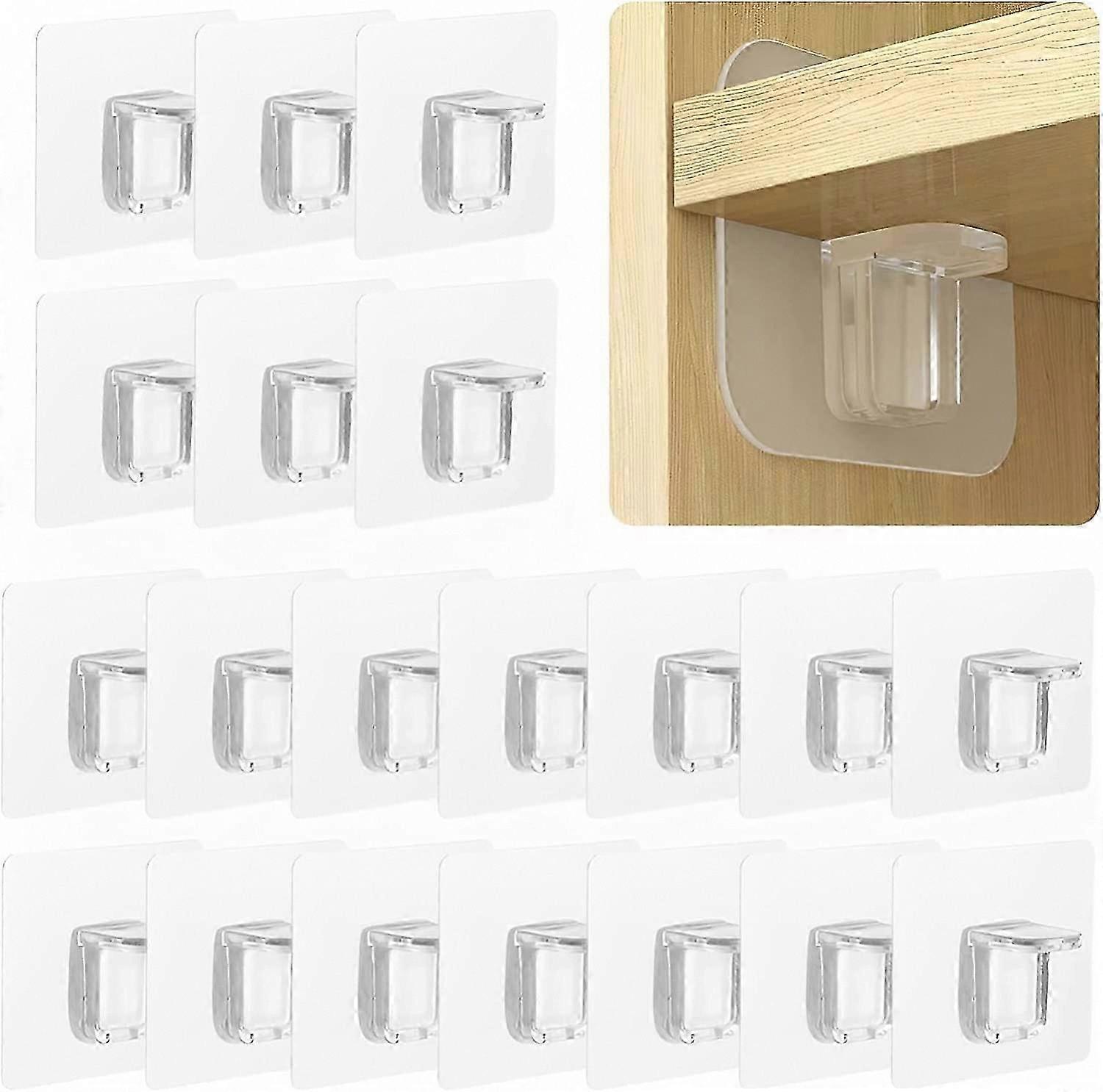 20-Pack Adhesive Wall Mounts - No Drill Hanging Brackets - Triangle Shelf Supports