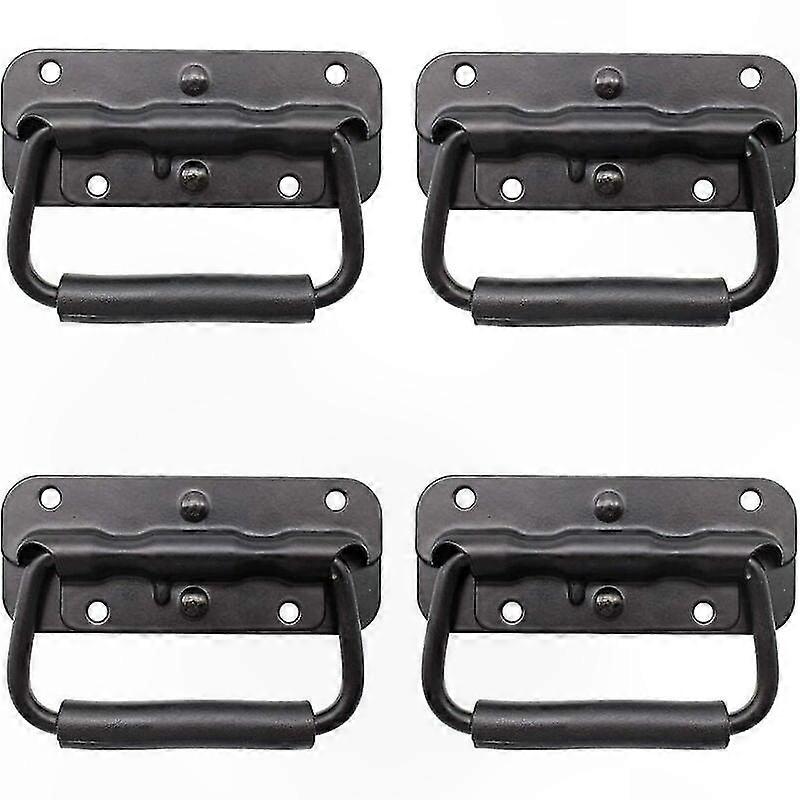 4-Pack Folding Spring Handles for Toolboxes and Flight Cases, Durable Replacement Pull Handles for Storage Boxes and Cases