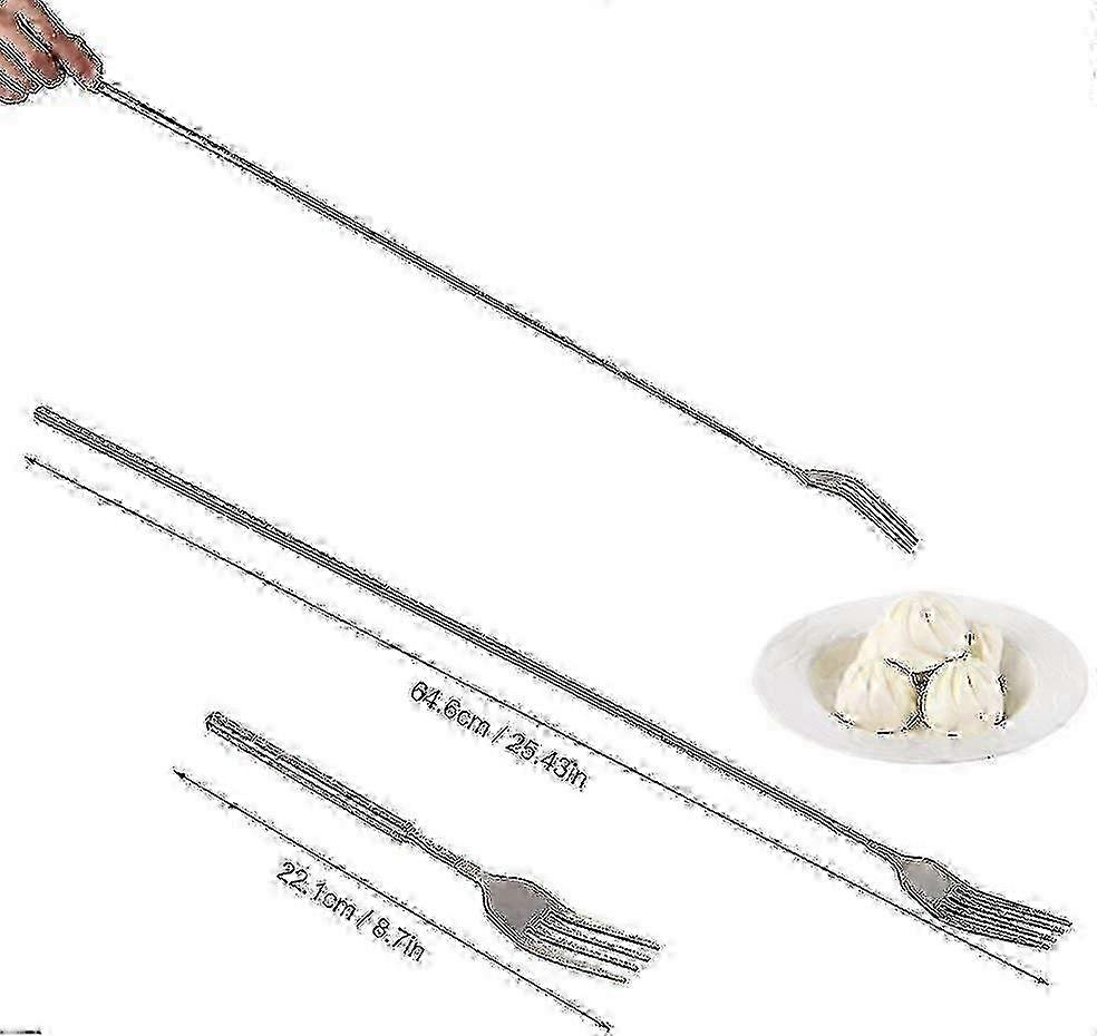4-Piece Extendable Long Handle BBQ Grill Fork Set for Outdoor Cooking & Picnics
