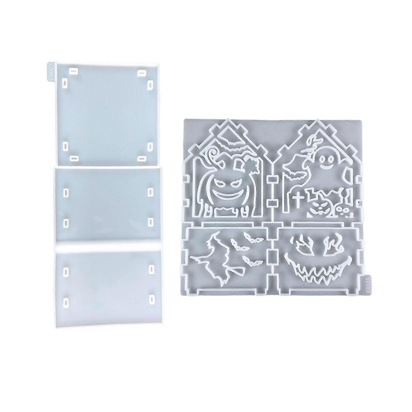 Set of 2 Haunted House Silicone Baking Molds Silicone Texture Perfect for Halloween Toppers Craft Projects and Resin Art Multicolor