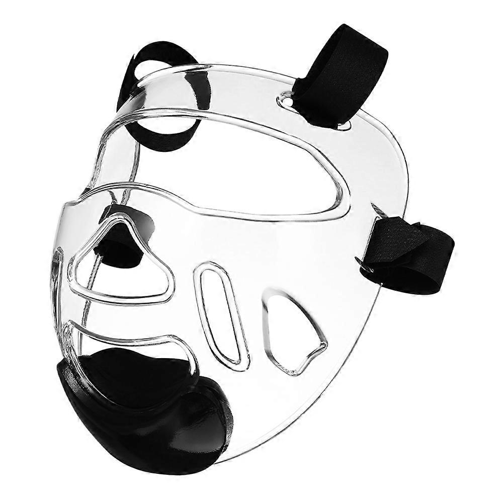 Face Guard Protective Headgear for Martial Arts Practice in Transparent Tempered Plastic with Ear Opening for Hearing 1Set