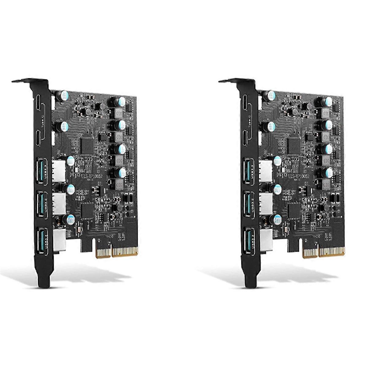2X PCIe to USB 3.2 Gen 2 Card with 10Gbps Bandwidth 5-Port (3X USB-A -2X USB-C) Converter PCIE Split