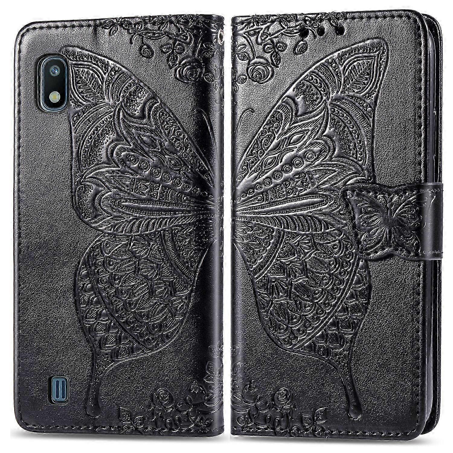 Compatible with Samsung Galaxy A10 Case Flip Cover Emboss Butterfly...