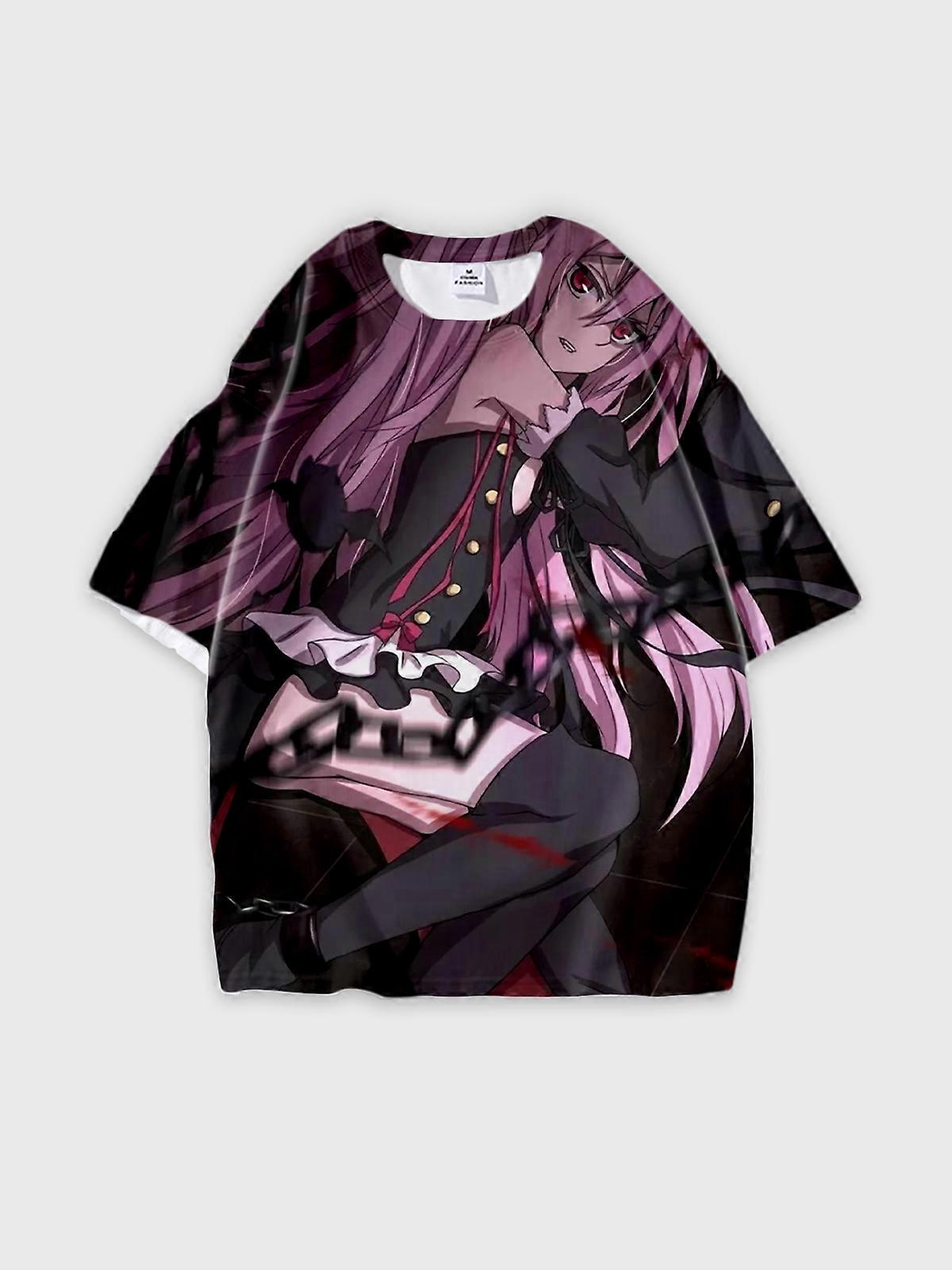 T-Shirt Round Neck, Loose Short Sleeve Seraph of the end Krul Tepes Graphic Tee, Unisex Summer Casual Top U3108