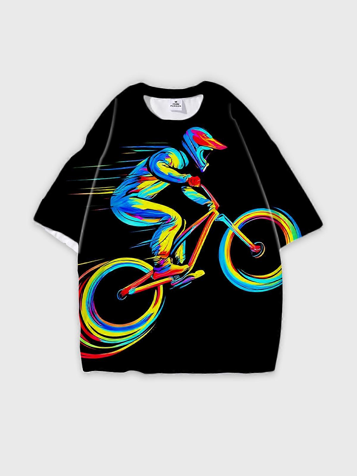 T-Shirt Short Sleeve Round Neck, Summer Casual Loose Graphic Tee, Unisex Pattern V3277