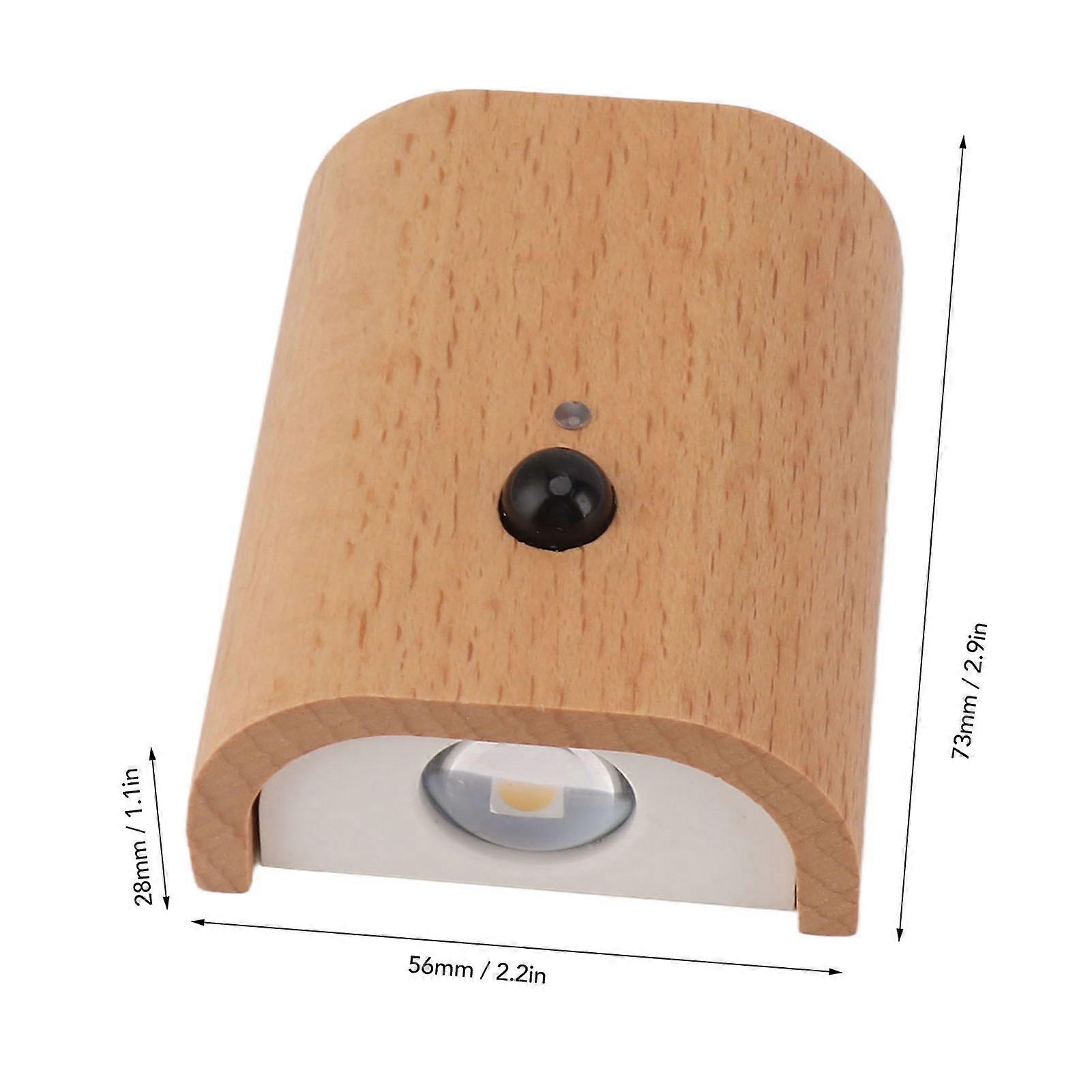 Step Light Wall Sconce Beech Wood 2-Side LED USB Rechargeable