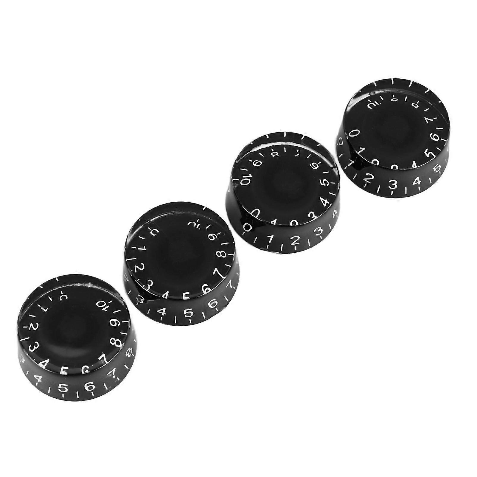 4Pcs Black Electric Guitar Control Knob Set Clear Scale Plastic
