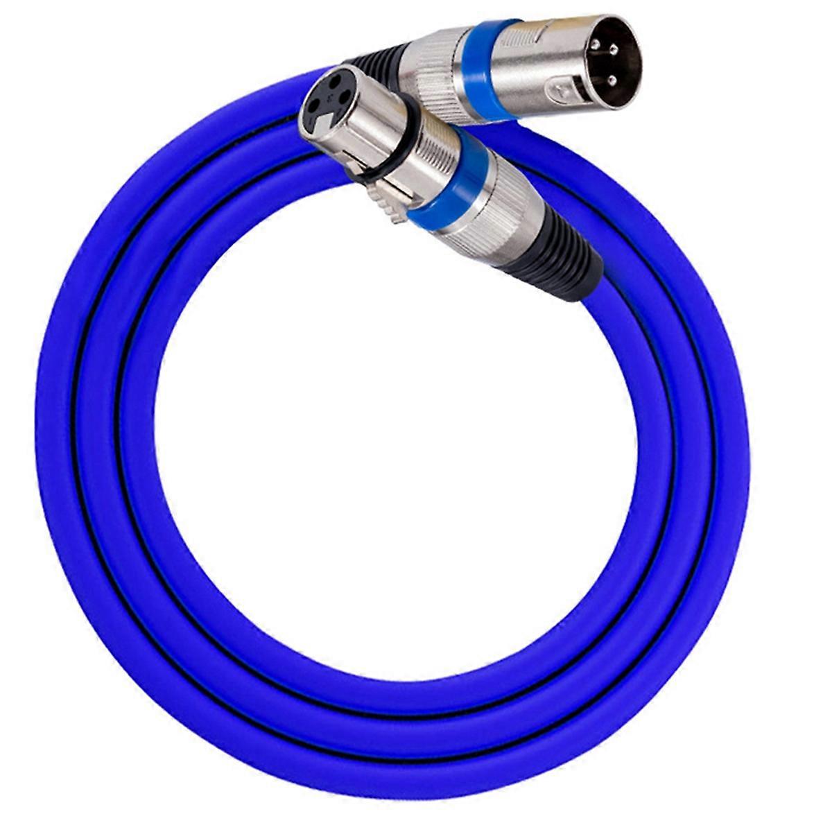 XLR Cable 3Pins XLR Male/Female Panel Mount to XLR Female/Male Connector Pass Through MIC Extension Converter Blue
