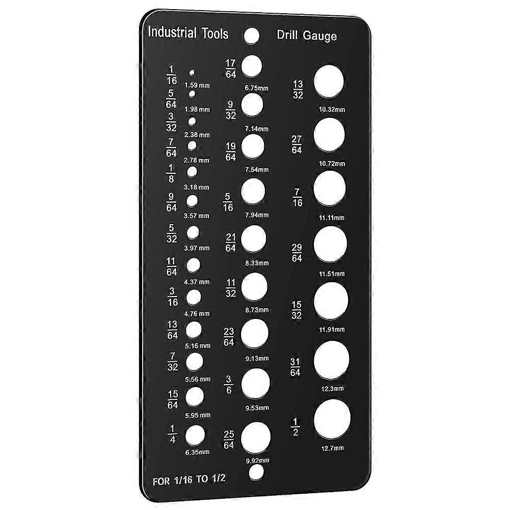 Drill Bit Gauge 1/16 Inch to 1/2 Inch, Screw Size and Thread Gauge Inches and Decimal Drill Gauge D