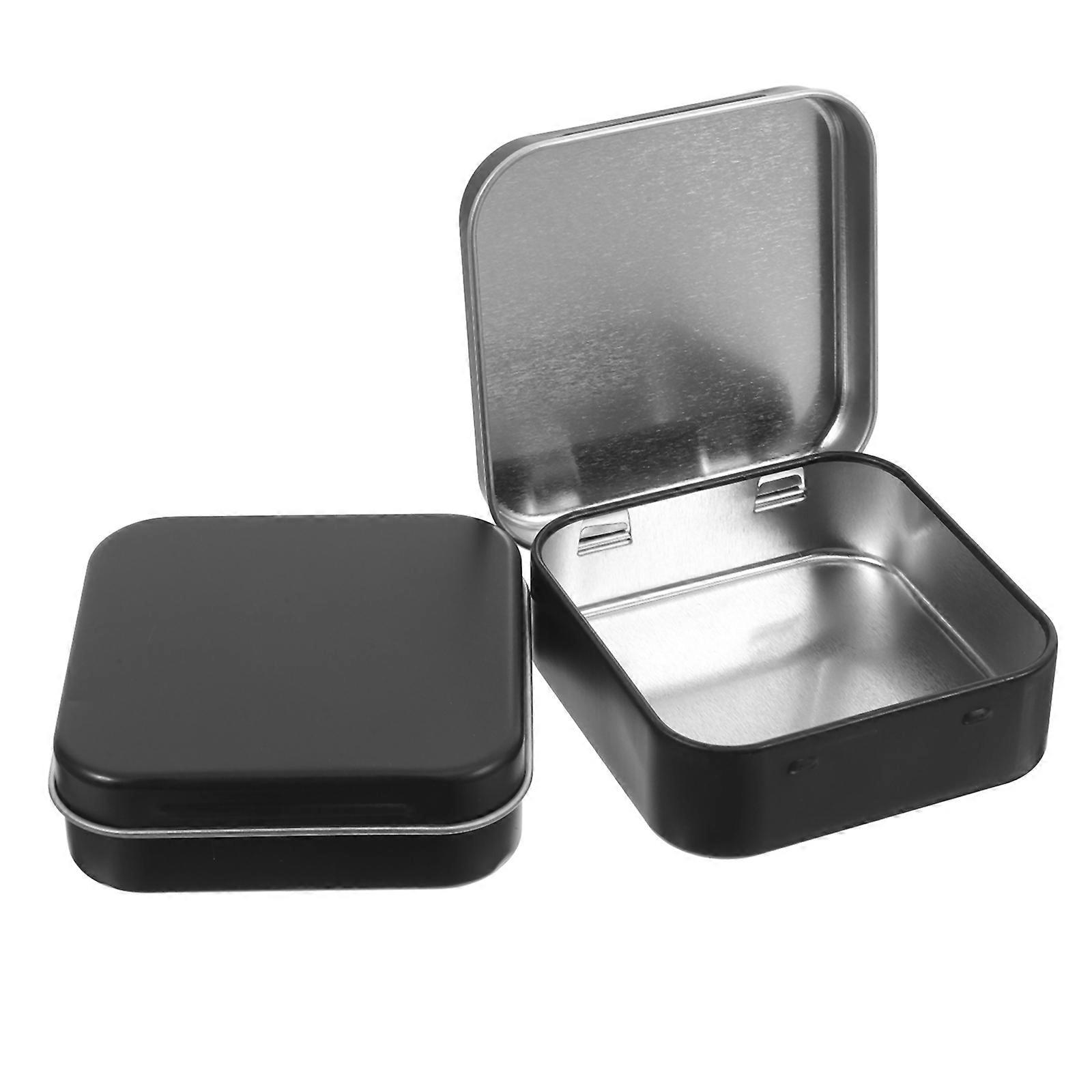 MLINS 2pcs Metal Tin Box Containers Mini Tin Box Portable Storage Cases with Lid for Home Storage Kit