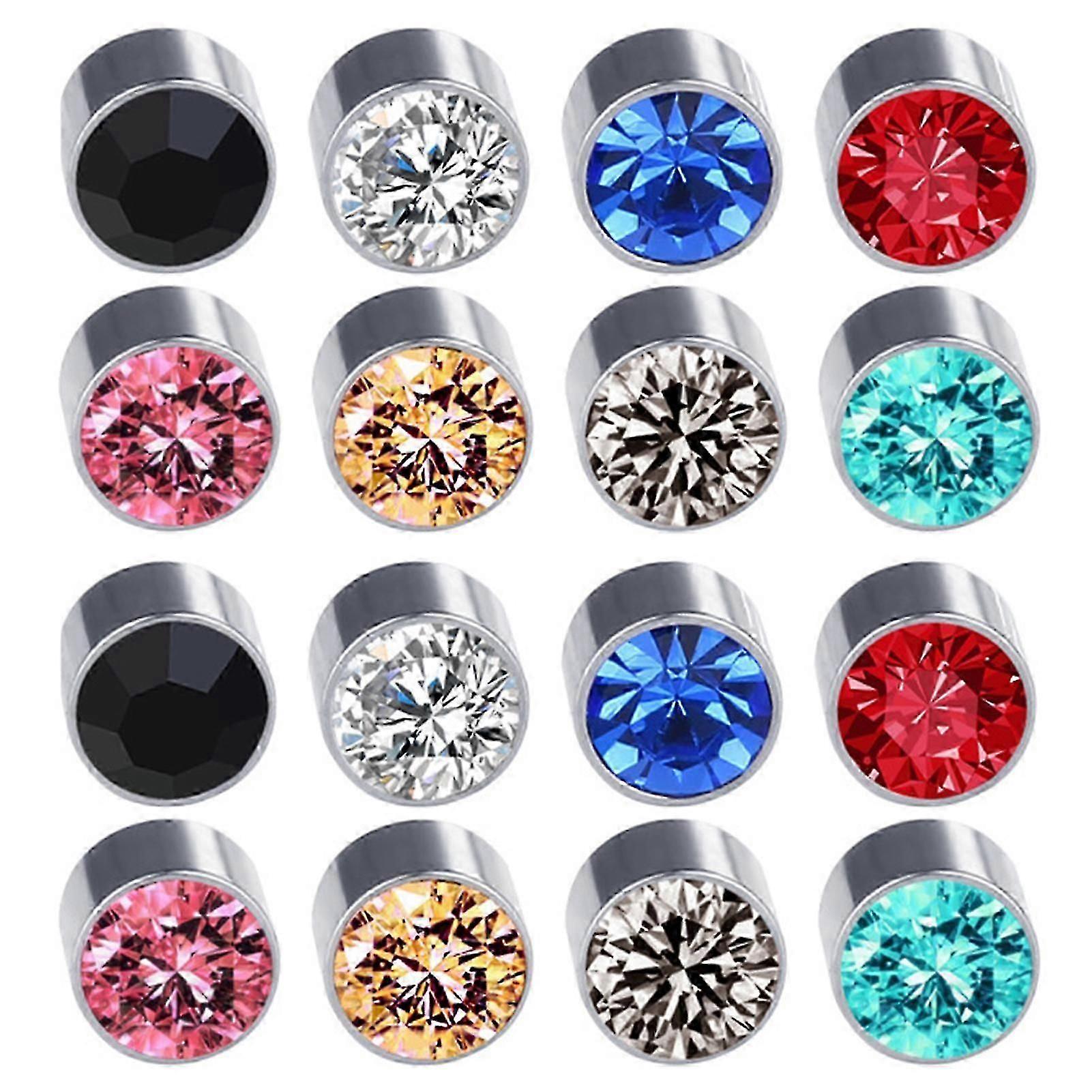 Elegantní Multi Color Magnetické Náušnice Kulaté Stud Hypoalergenní Náušnice Šperky Ušní doplňky