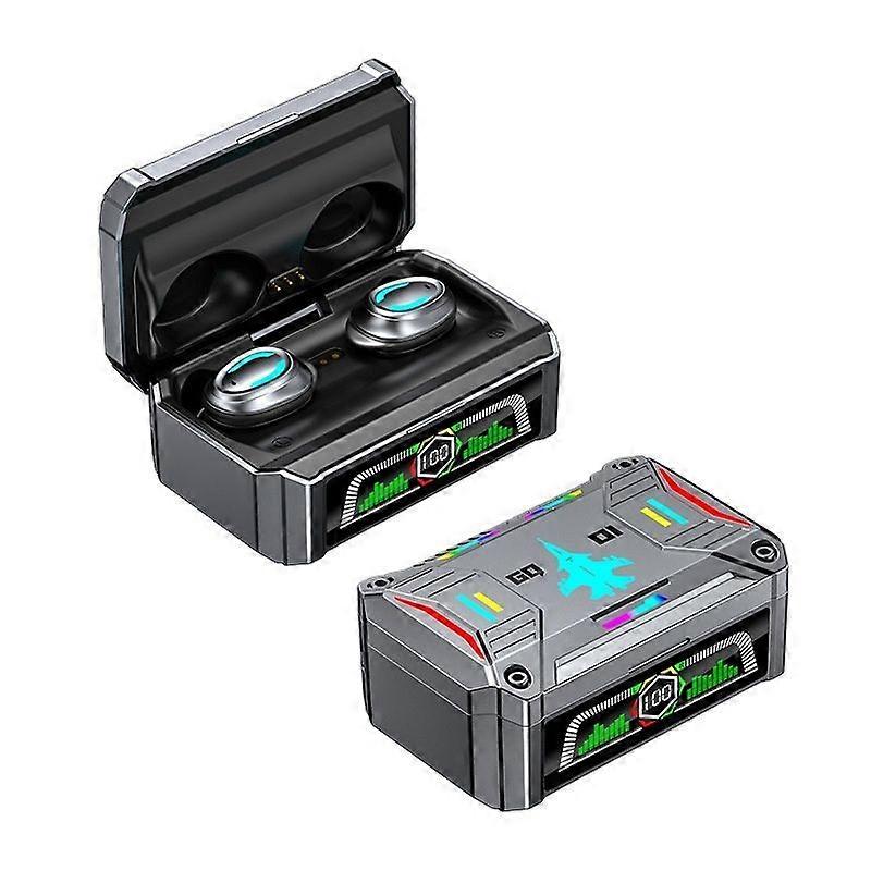 Wireless earbuds Bluetooth 5.3 Touch control Built-in microphone LED power display IP7 waterproof(Grey)