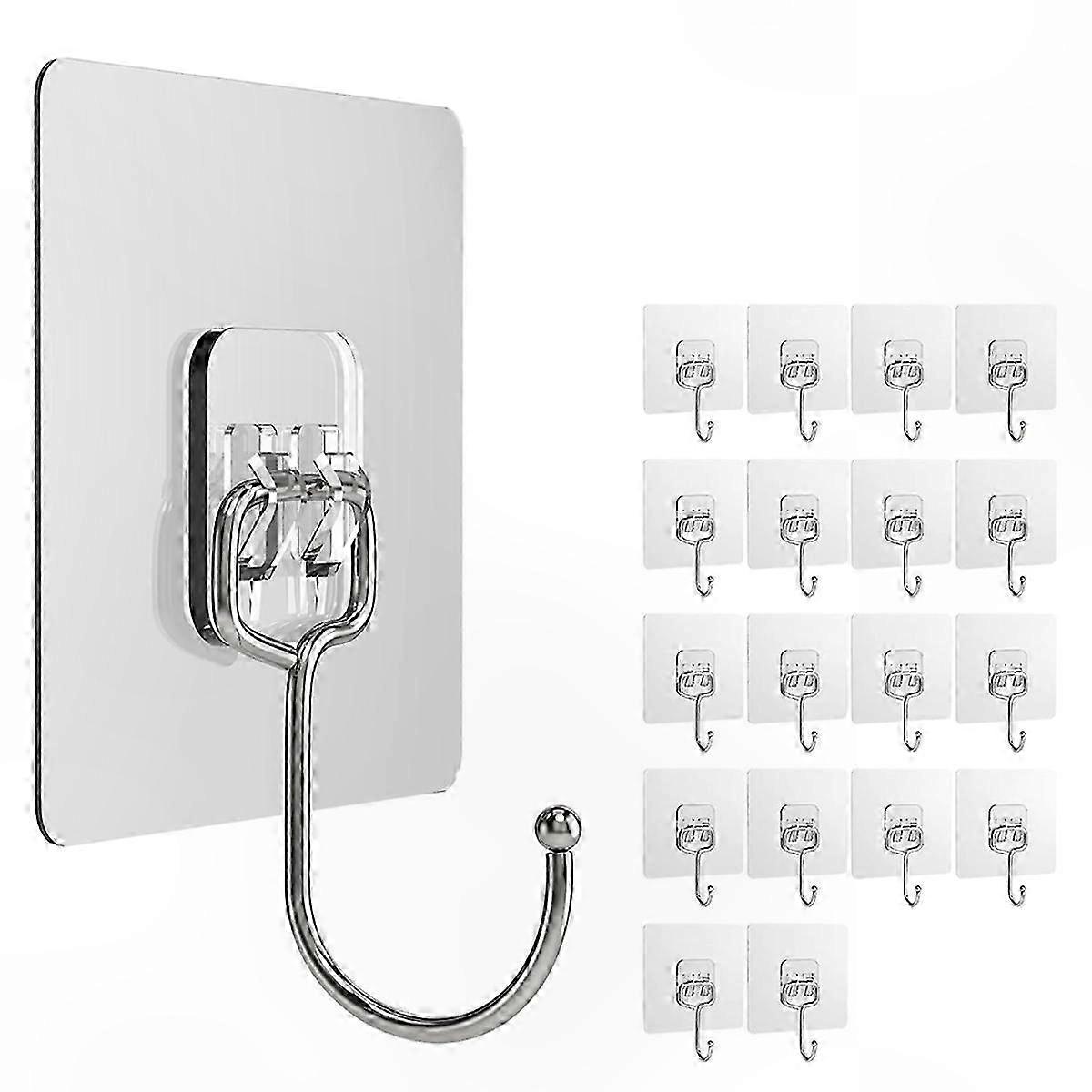 Heavy-Duty Adhesive Hooks for Wall, Removable and Durable, 20 Pack