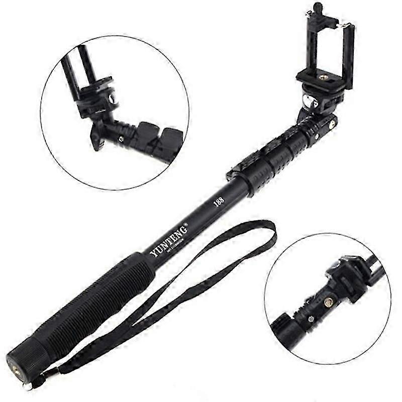 Extendable selfie stick for smartphones with phone holder and portable design