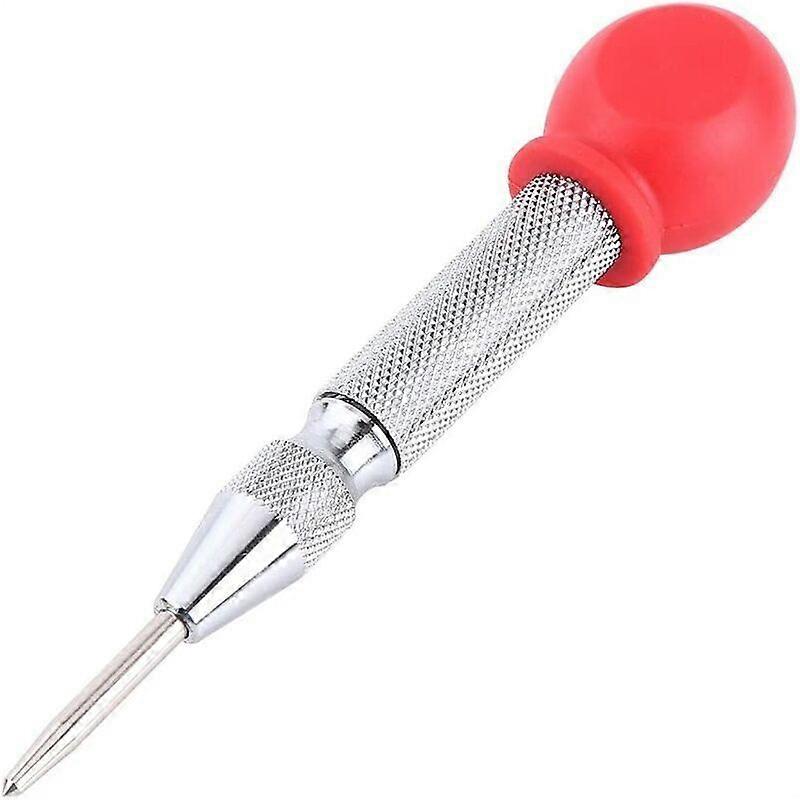 1 Pcs Automatic Center Punch Adjustable Force Carbon Steel with Red Handle,Silver