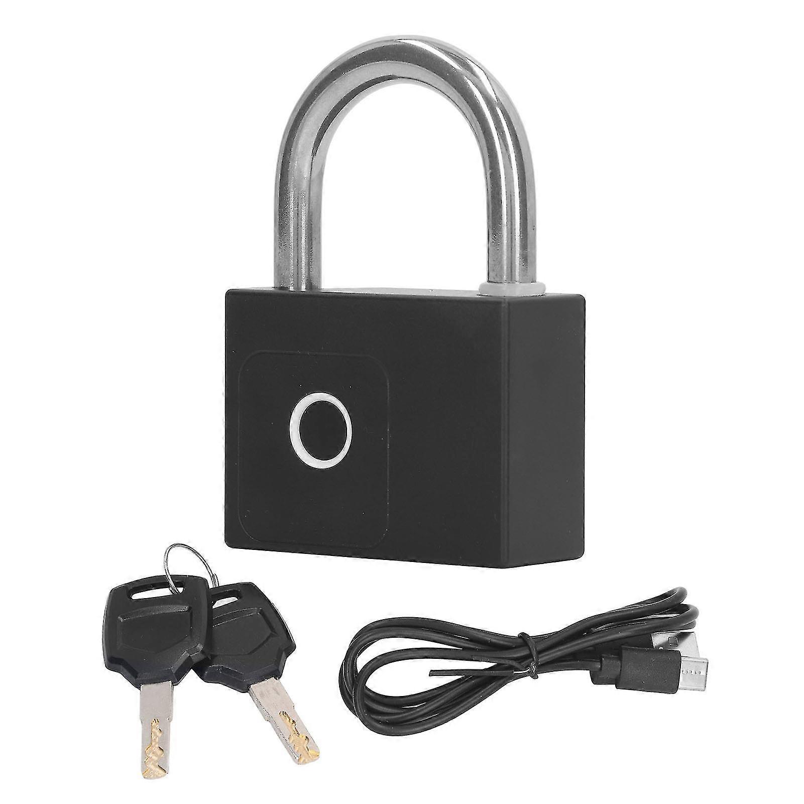 APP Control Smart BT Fingerprint Pad Lock with USB Charging and Spare Mechanical Keys - Black 2025