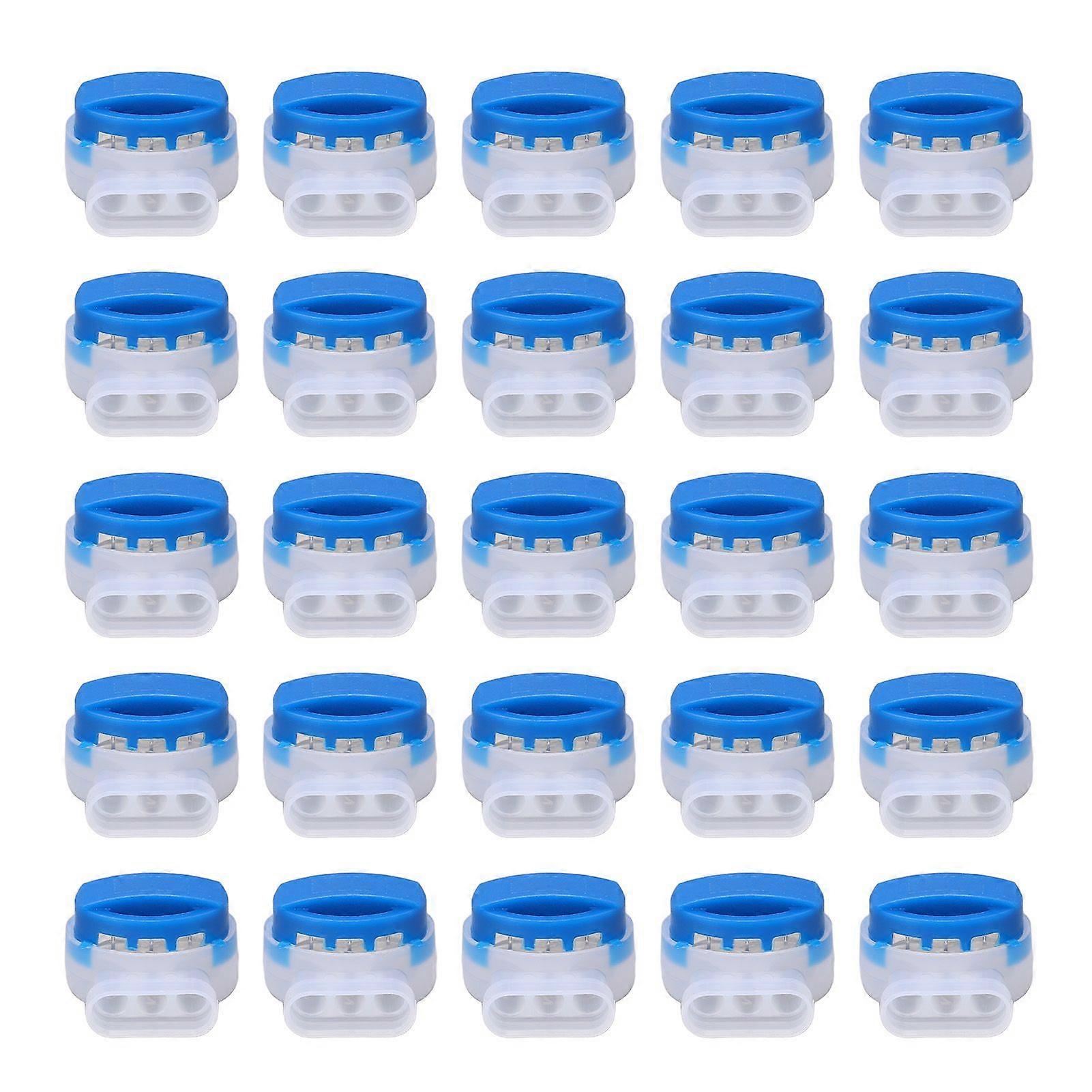 25 Pcs Electrical IDC Waterproof 3 Hole Insulation Displacement Connector Strong Sealing Pigtail IDC