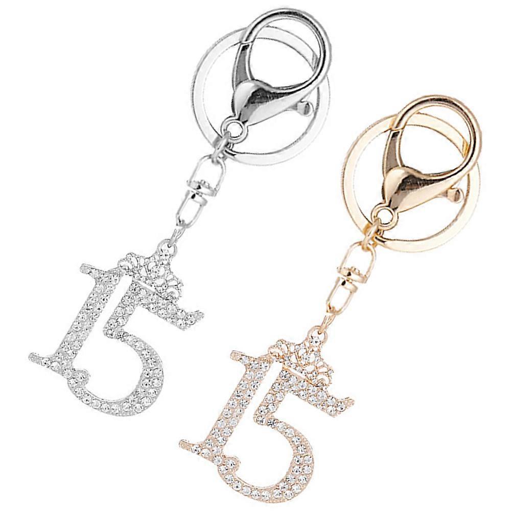 Rhinestone Keychain Decorative Pendant for Decor 8Pcs Alloy Key Ring Charm