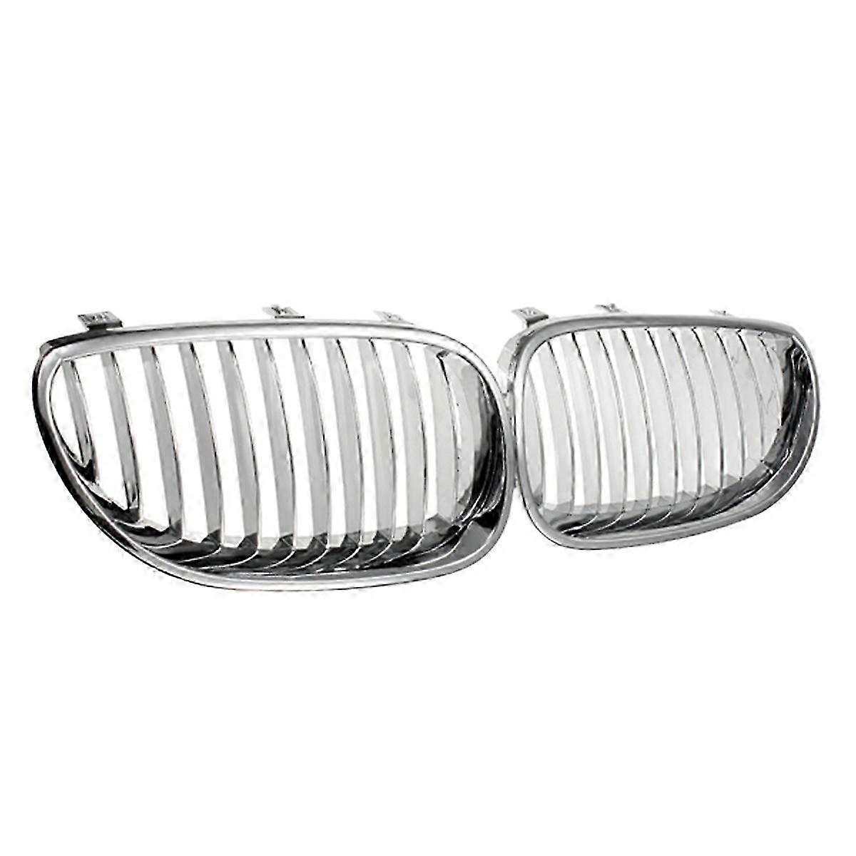 Left and right side grille kit, silver, compatible with BMW 5 Series E60, E61, M5 2003-2009