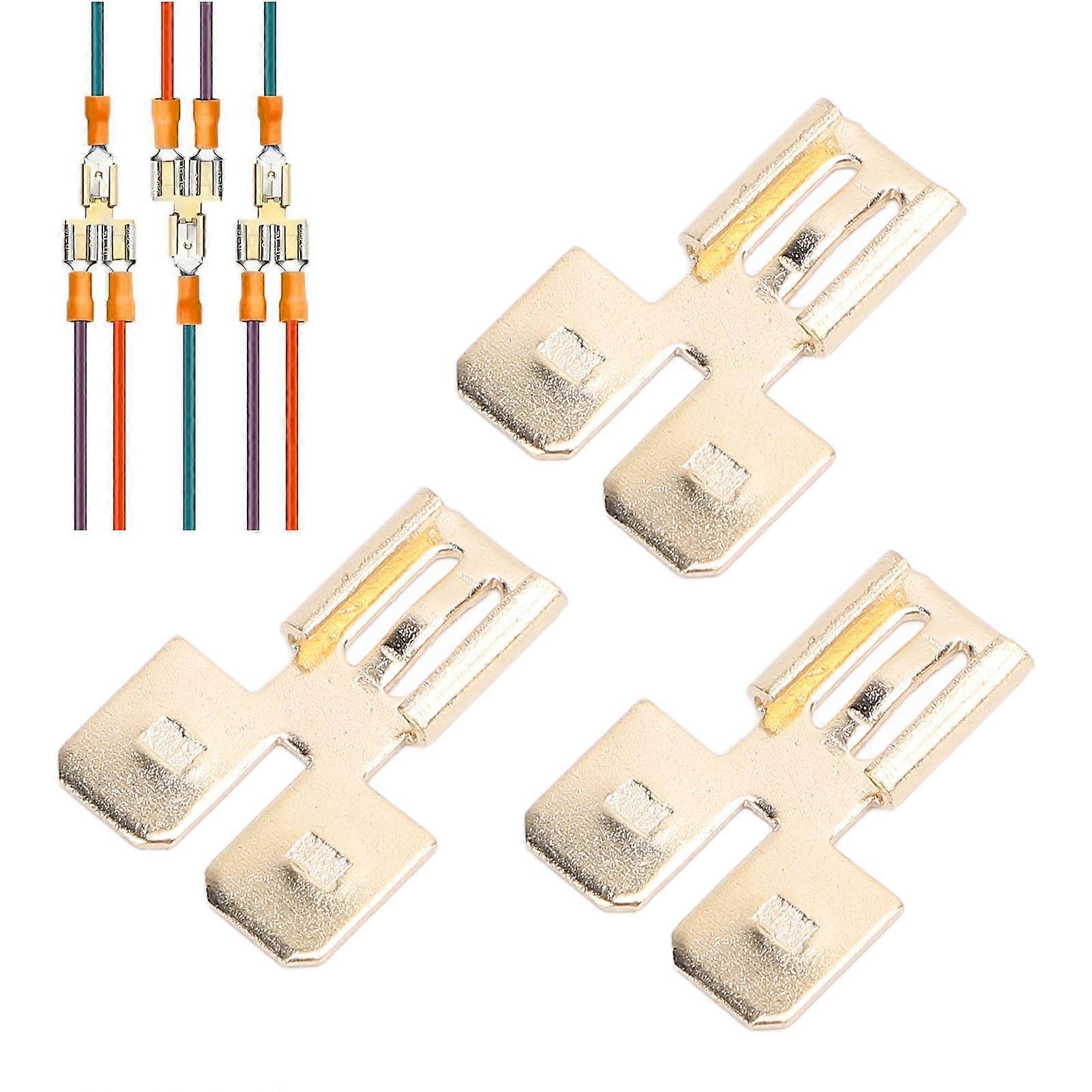 Double Piggyback Spade Connector Set Brass 2 Way 0.25in Tabs