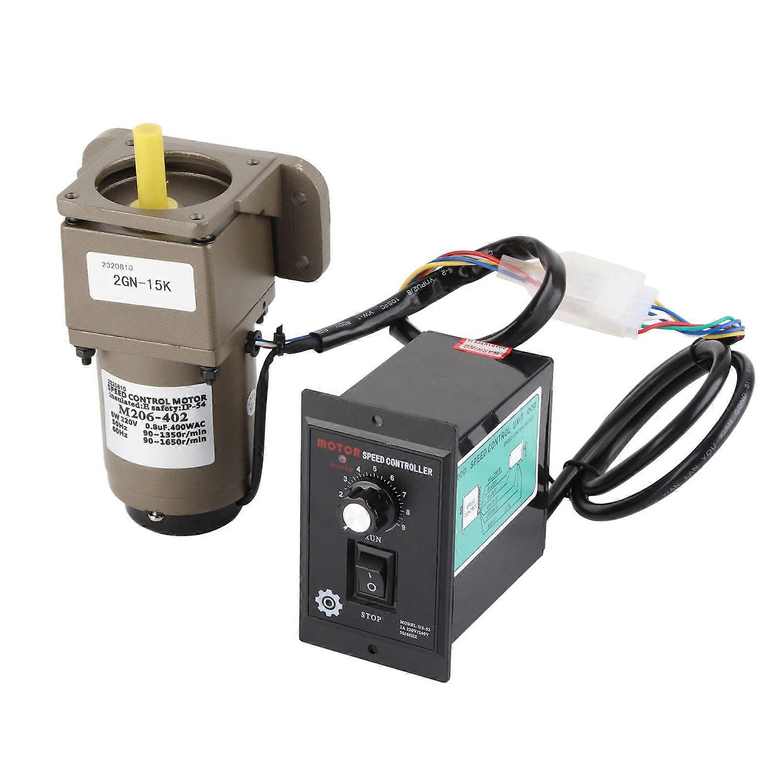 AC 220V 6W Single Phase Asynchronous Gear Motor Deceleration Adjustable Speed (15K)