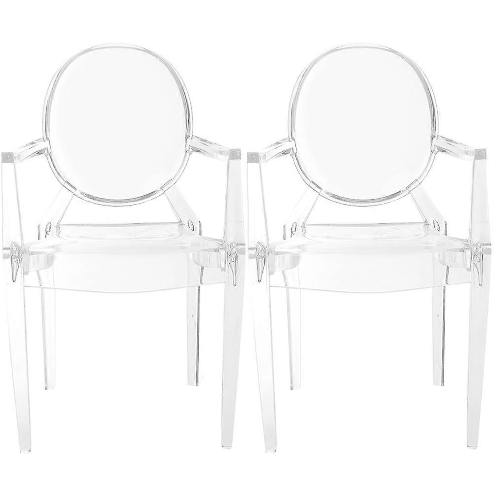 Miniature House Armchair Decoration 2Set Realistic Furniture Model For Dollhouse Decoration Transparent Color
