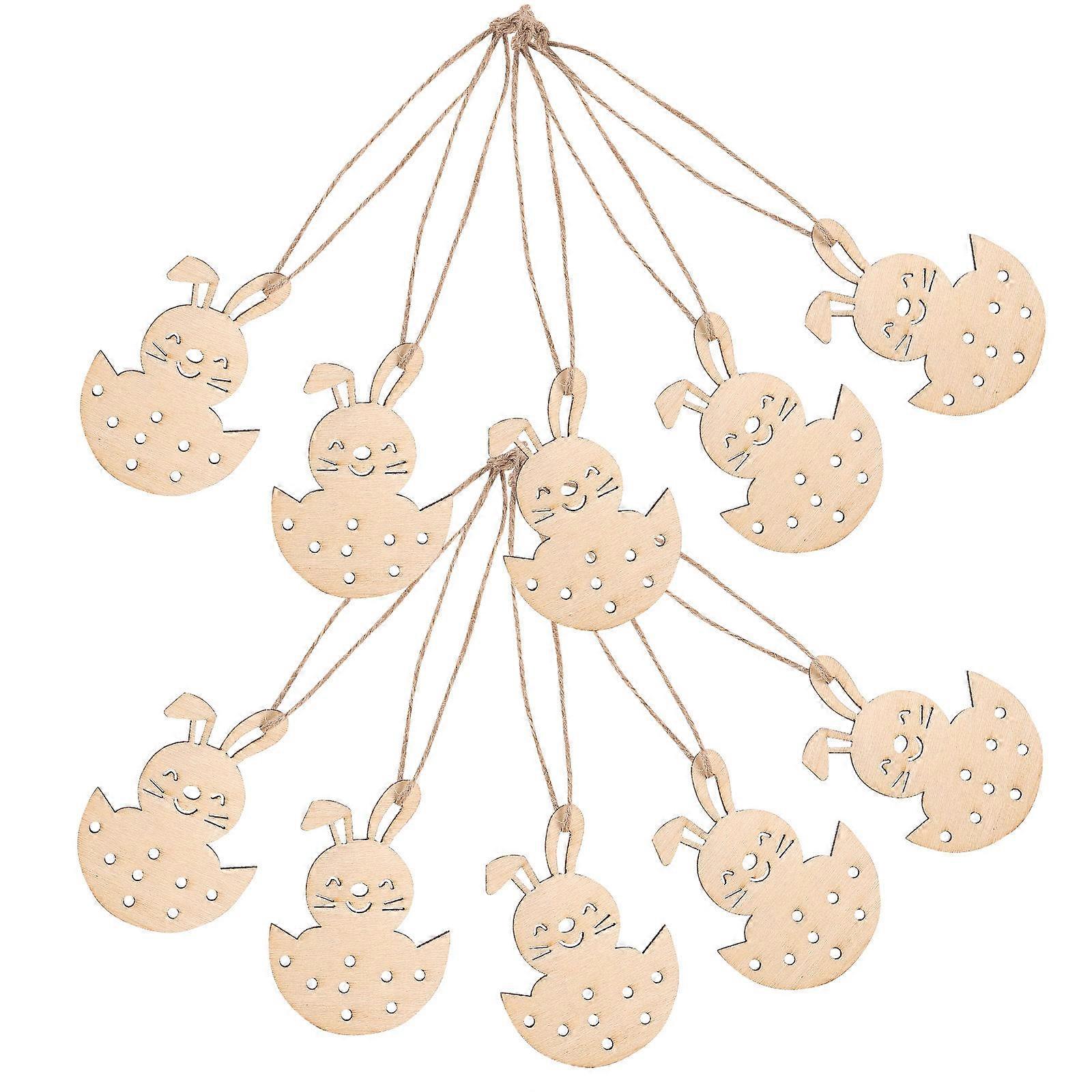 Easter Wooden Bunny Tags Wooden Rabbit Shapes for Easter Party 30Pcs