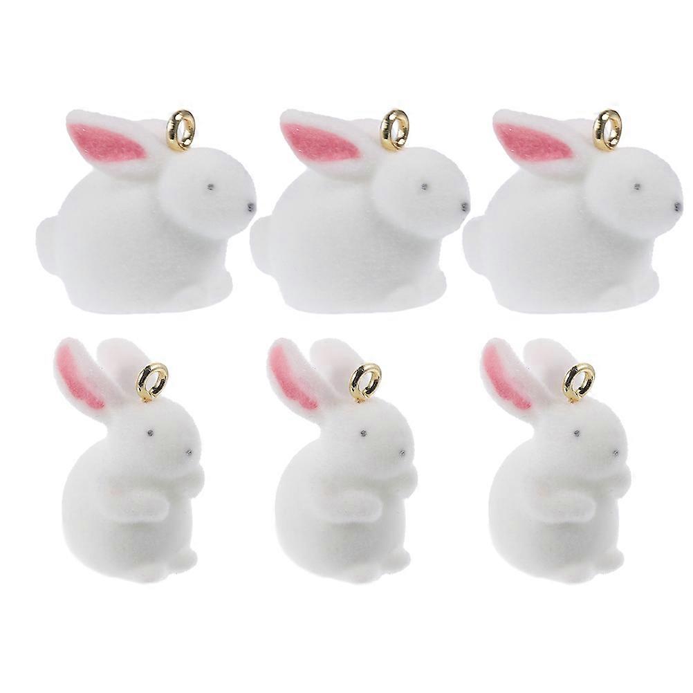 DIY Pendant for Decor 6Pcs White Resin Easter Bunny Hanging Decorations