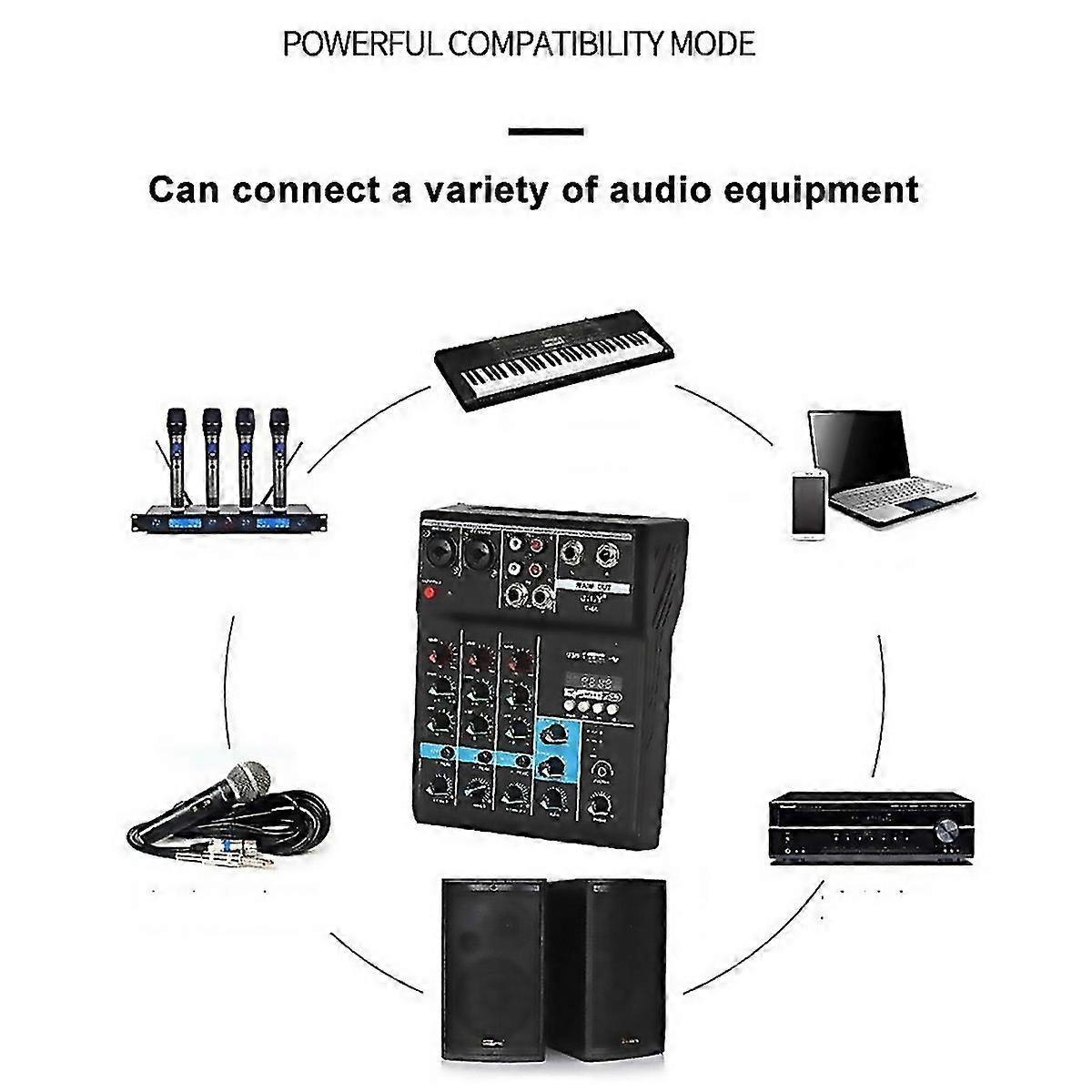 For Professional 4 Channel Bluetooth Mixer Audio Mixing Dj Console With Reverb Effect For Home Karao