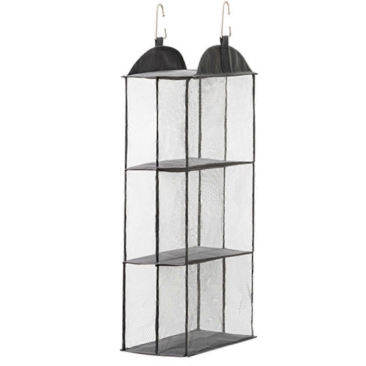 Eco-Friendly Hanging Tote Bag Organizer - Dust-Proof, Transparent Storage Solution for Closets Storage Bag Black 3 Layer