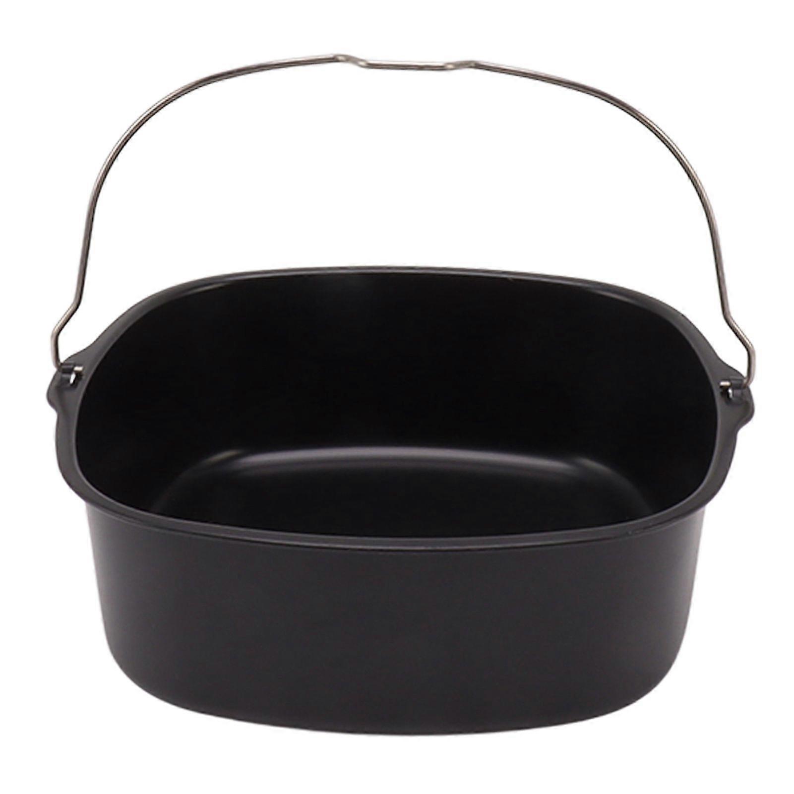 Cake Barrel for Fryer Accessories Metal Nonstick Coating Baking Cake Tin Fryer Baking Pan with Handle 7in